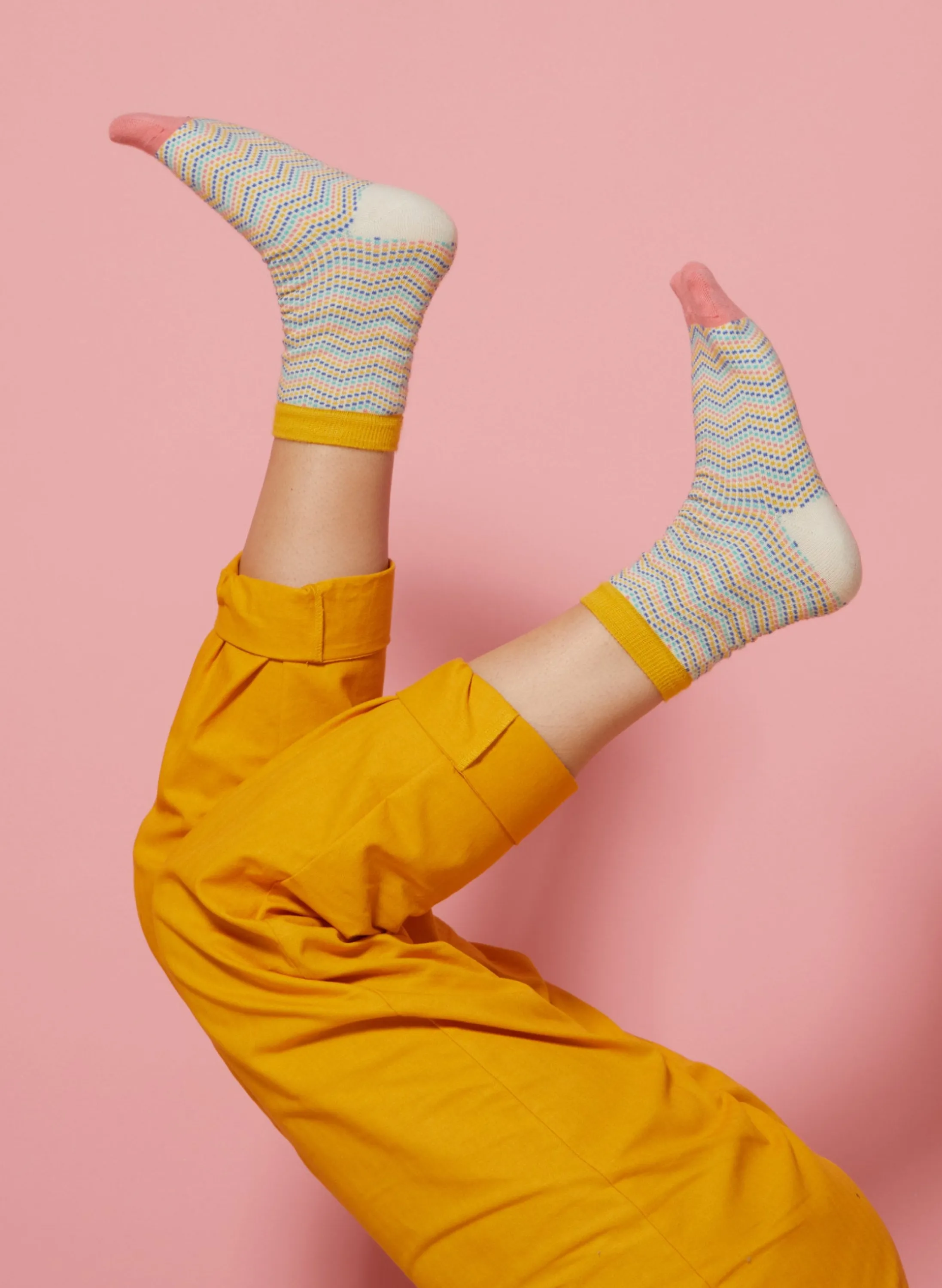 Palava Ankle Socks - Yellow Zig Zag New