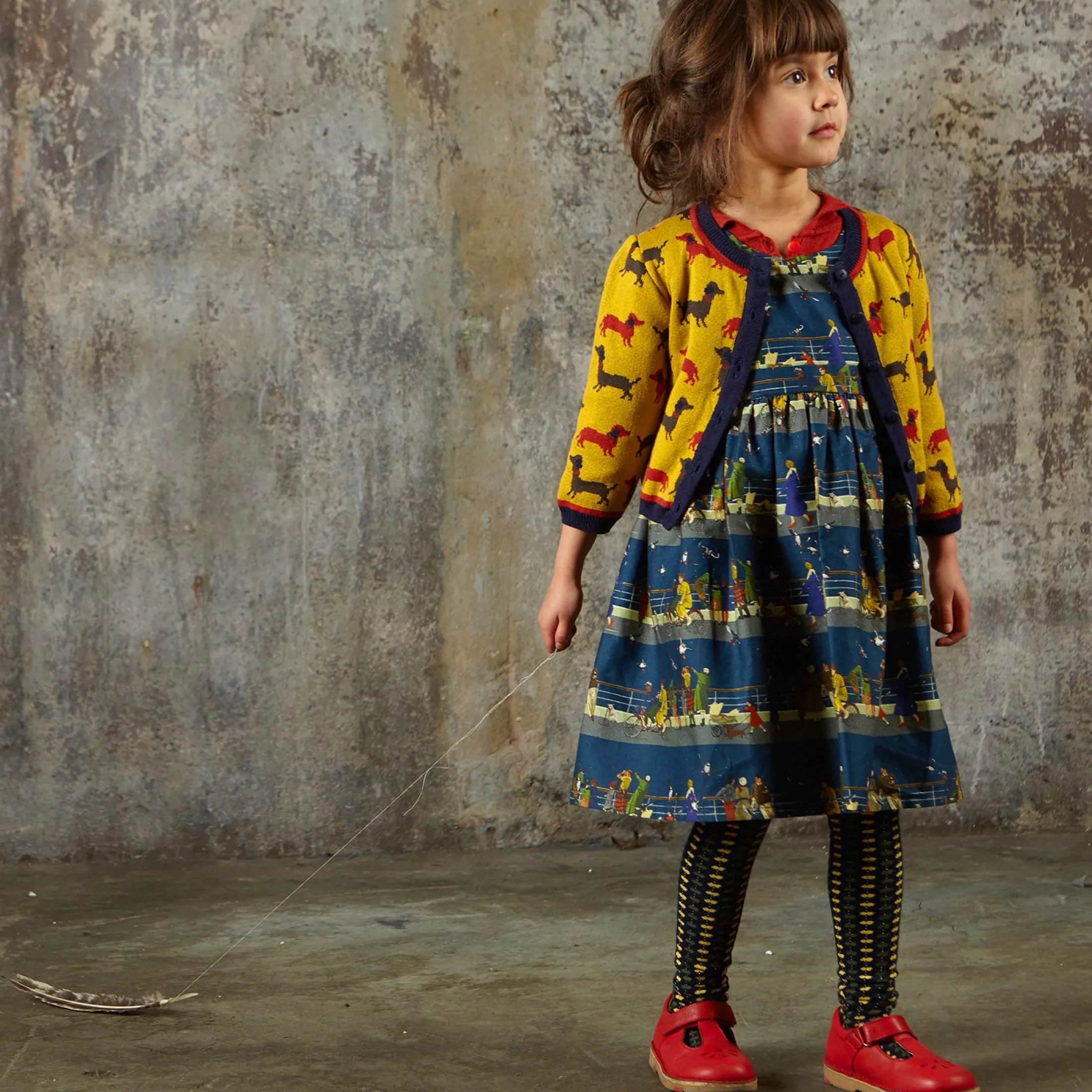 Palava Children's Cardigan - Mustard Sausage Dog Discount
