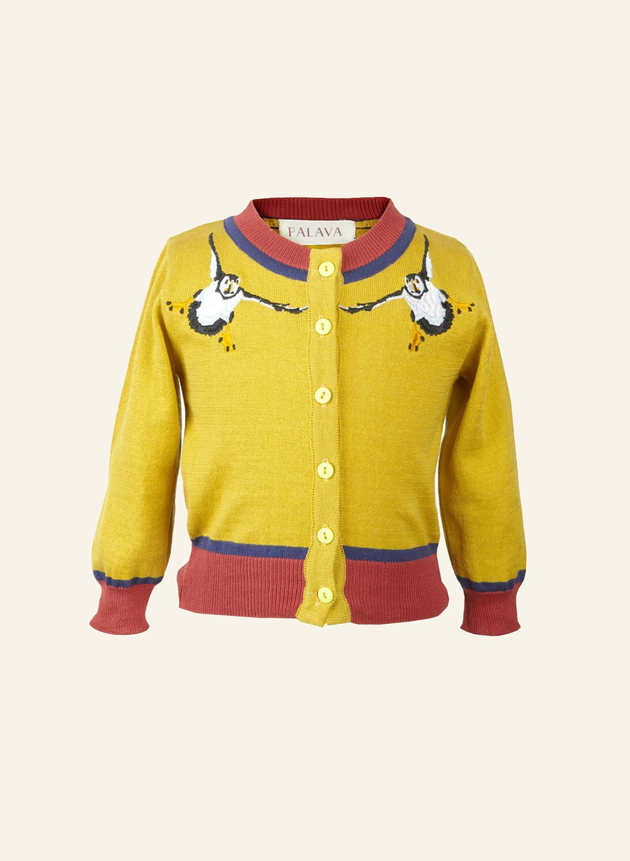 Palava Children's Classic Cardigan - Mustard Puffin New