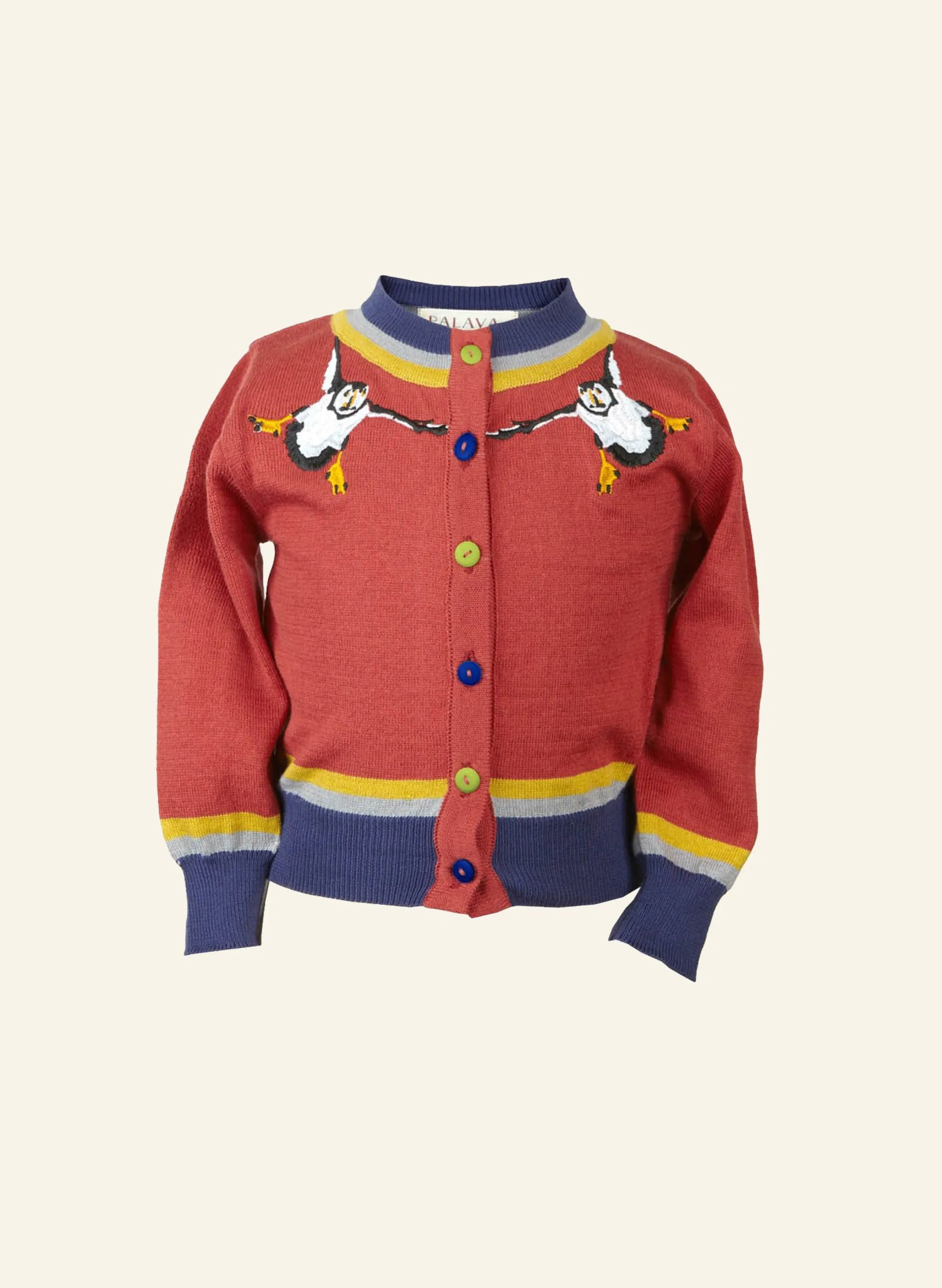 Palava Children's Classic Cardigan - Rust Puffin Cheap