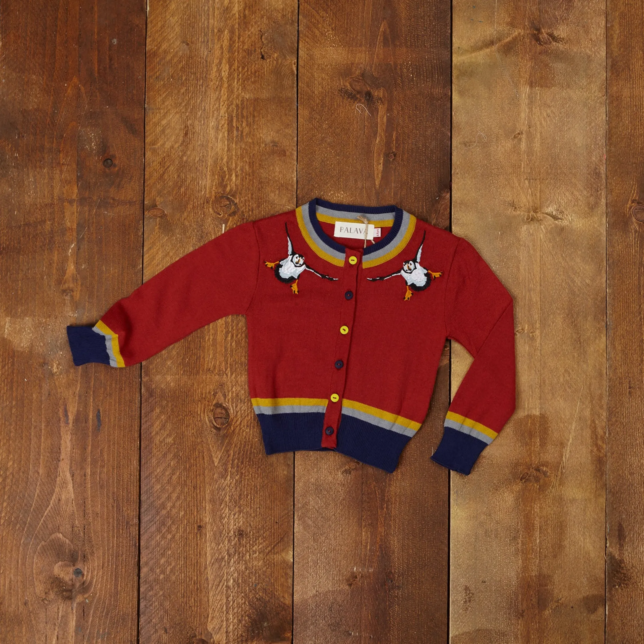 Palava Children's Classic Cardigan - Rust Puffin Cheap