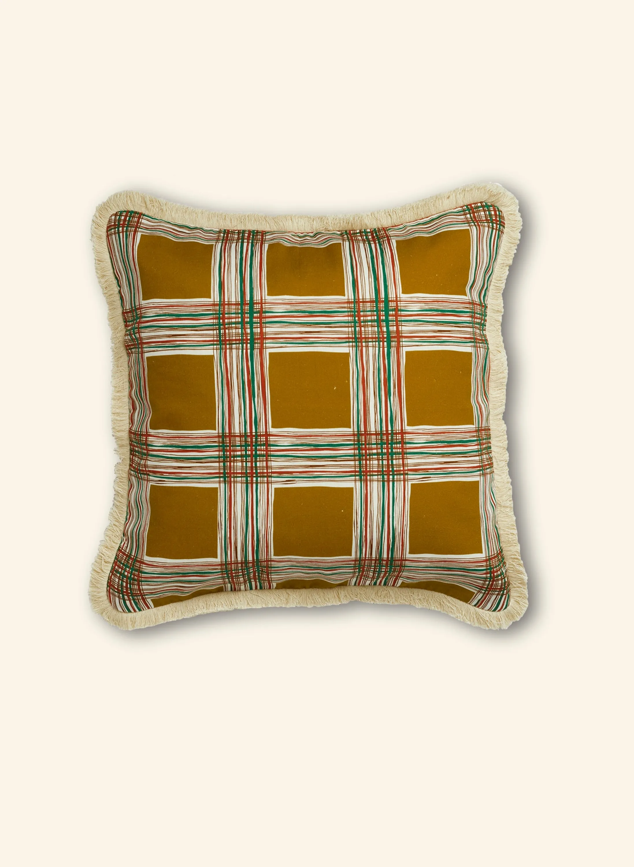 Palava Cushion Cover - Mustard Checks Online