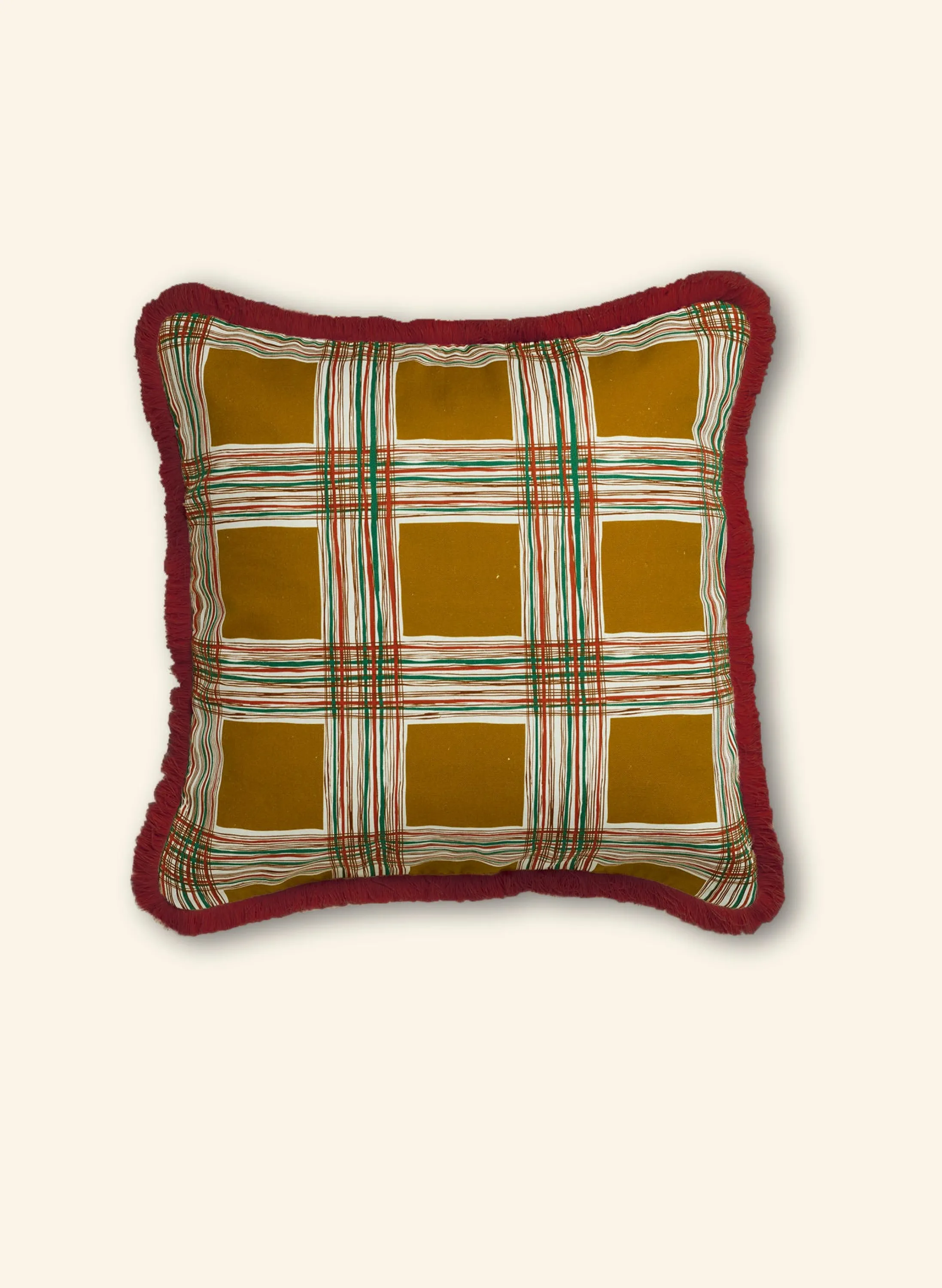 Palava Cushion Cover - Mustard Checks Online