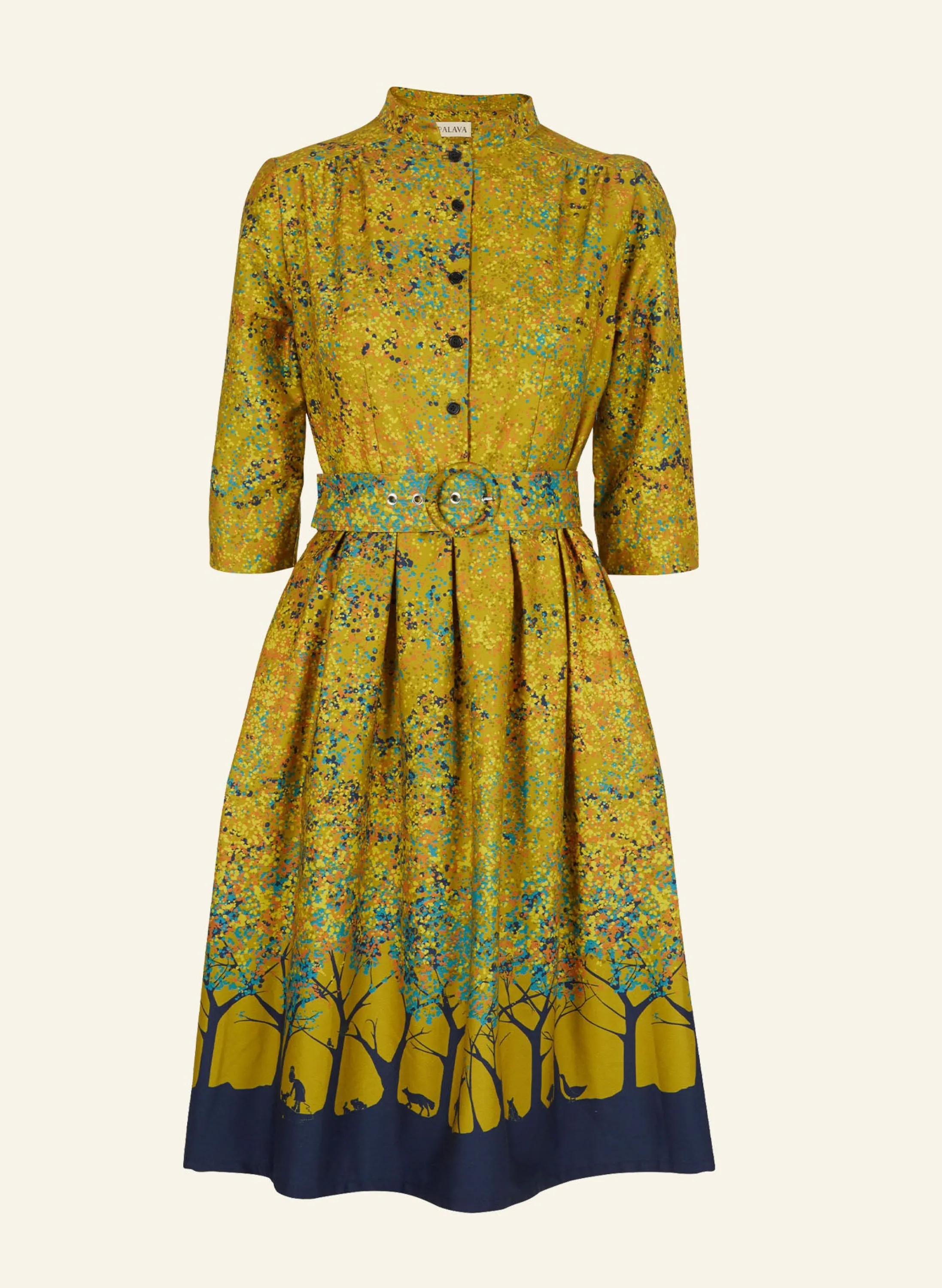 Palava Cynthia - Mustard Forest Dress - 100% Organic Cotton New