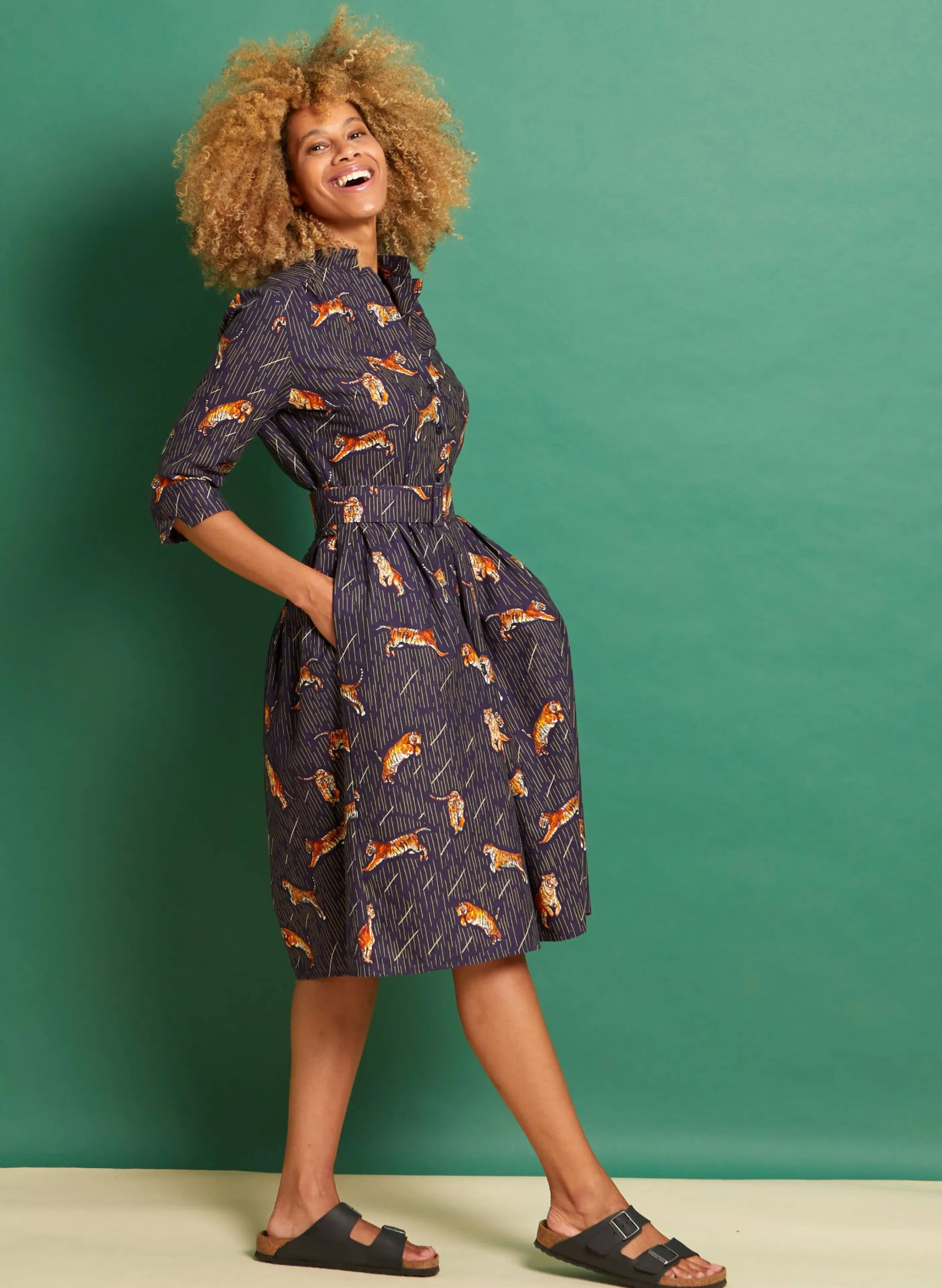 Palava Cynthia - Navy Leaping Tigers Dress New