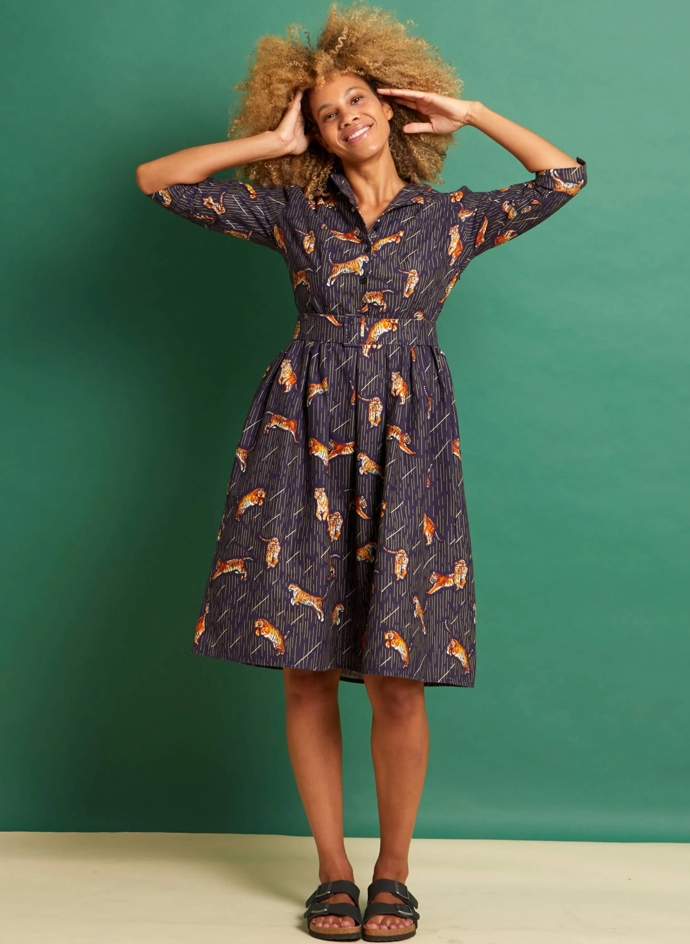 Palava Cynthia - Navy Leaping Tigers Dress New