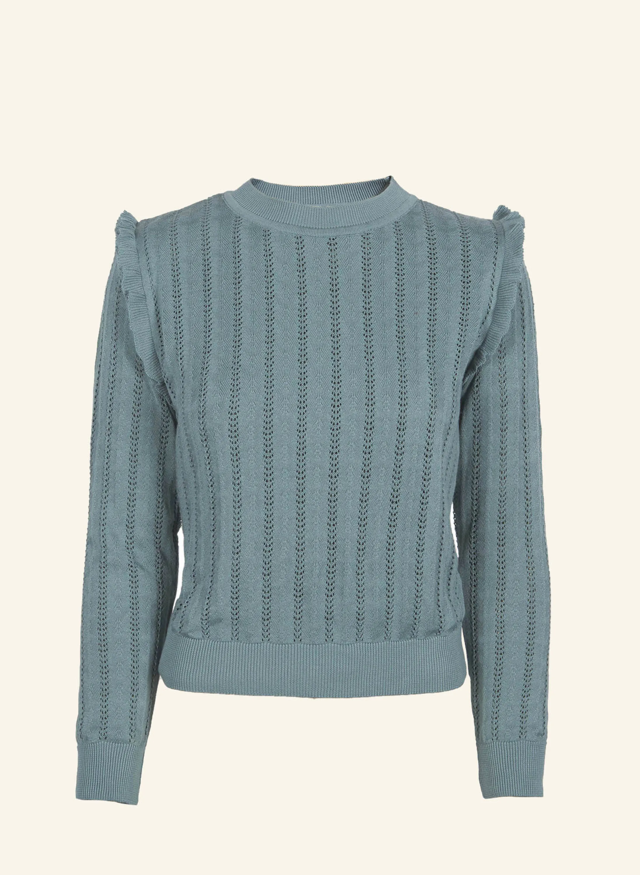 Palava Diana - Mineral Blue Ruffle Knitted Top Sale