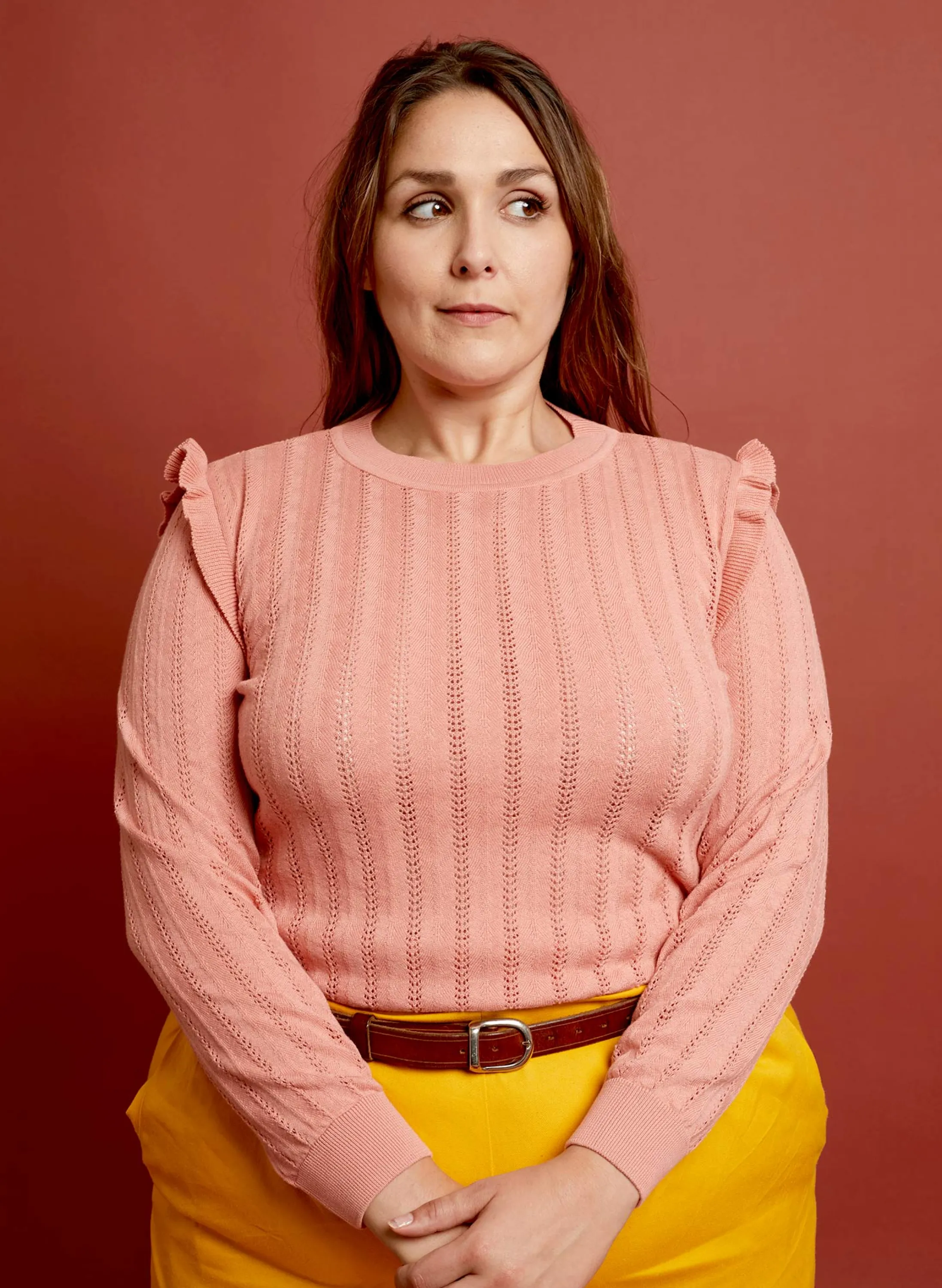 Palava Diana - Pink Ruffle Knitted Top Outlet