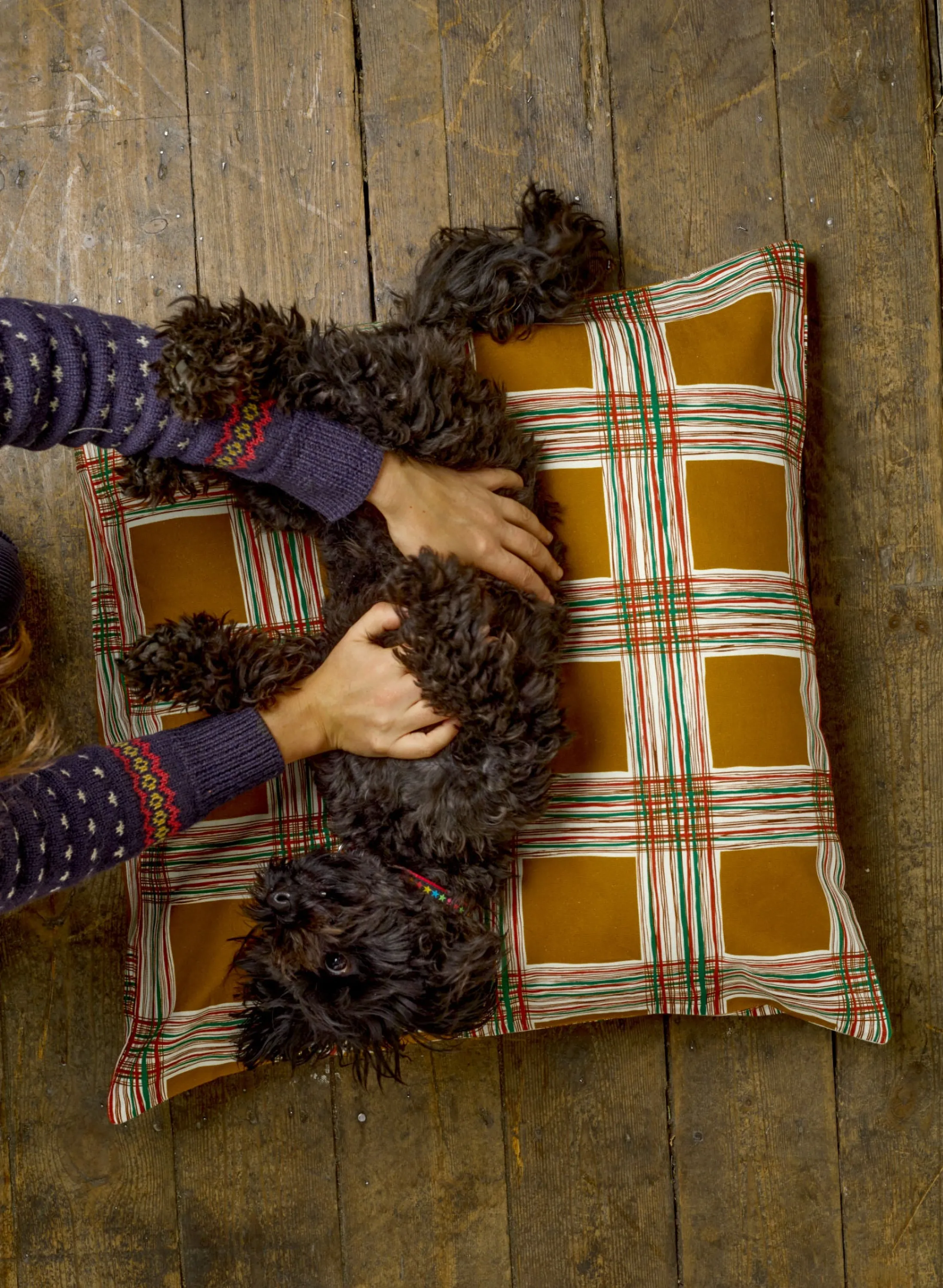 Palava Dog Bed - Mustard Checks Fashion