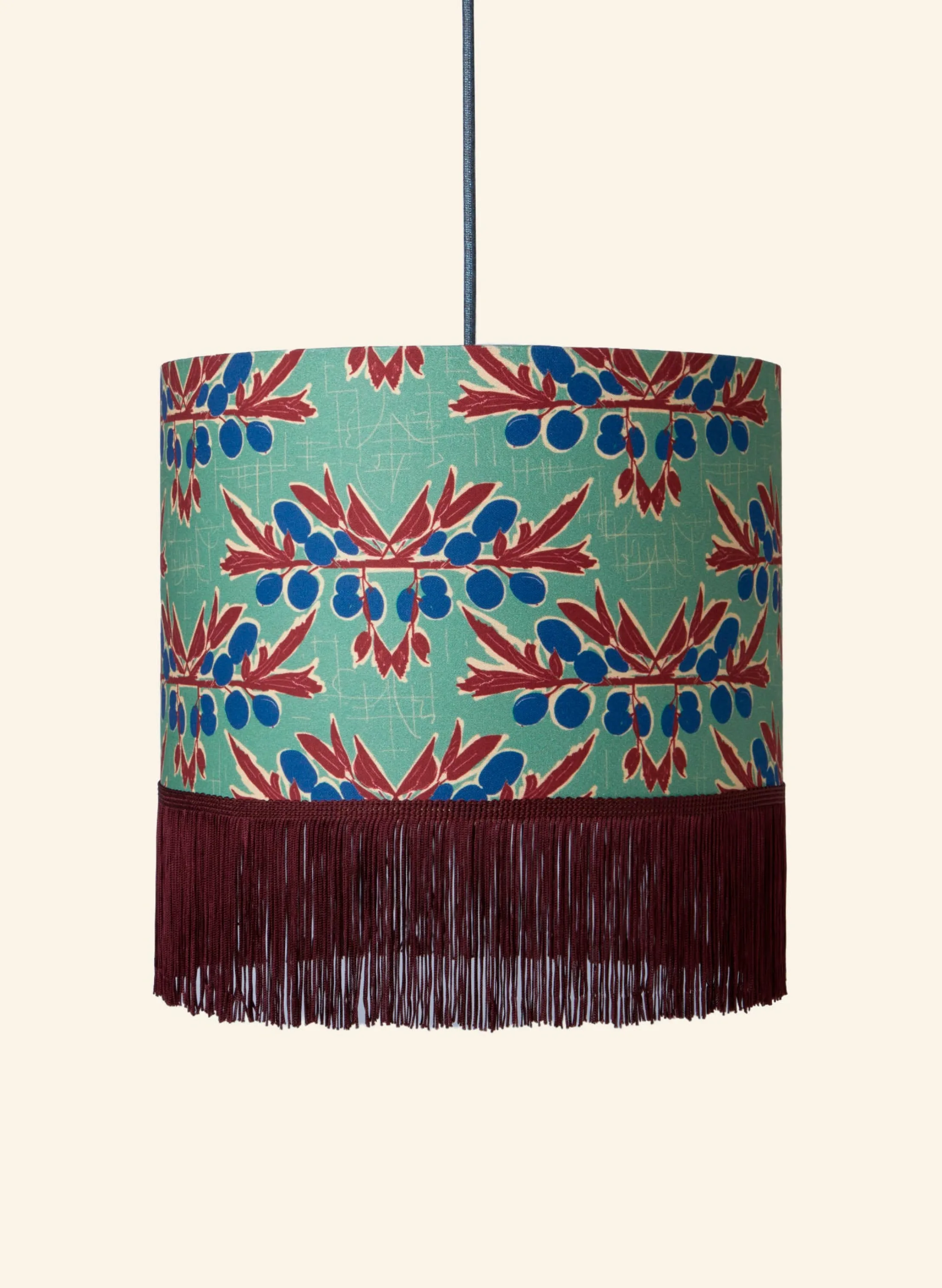 Palava Drum Fringe Lampshade - Green Nouveau Plum Flash Sale