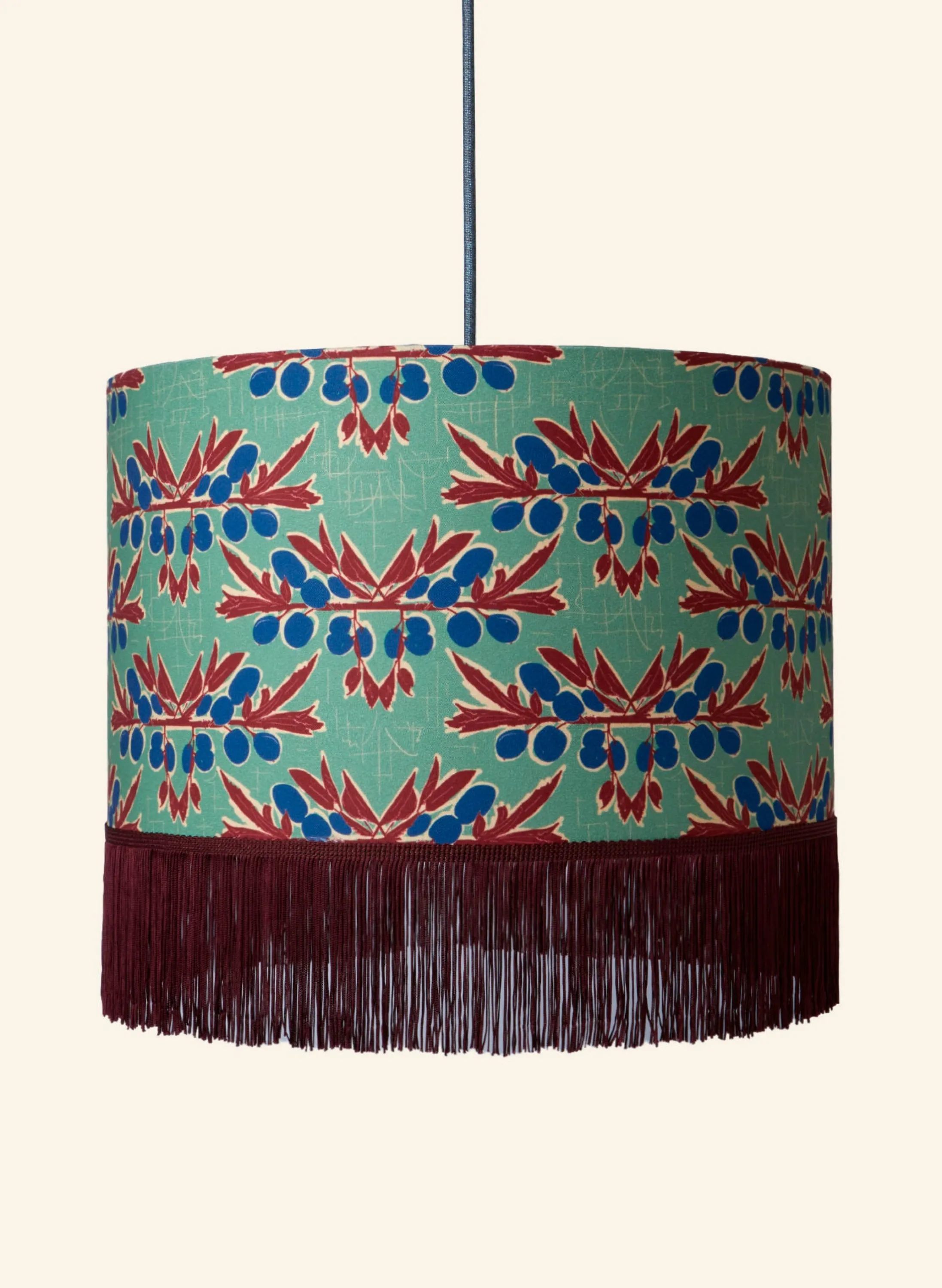 Palava Drum Fringe Lampshade - Green Nouveau Plum Flash Sale