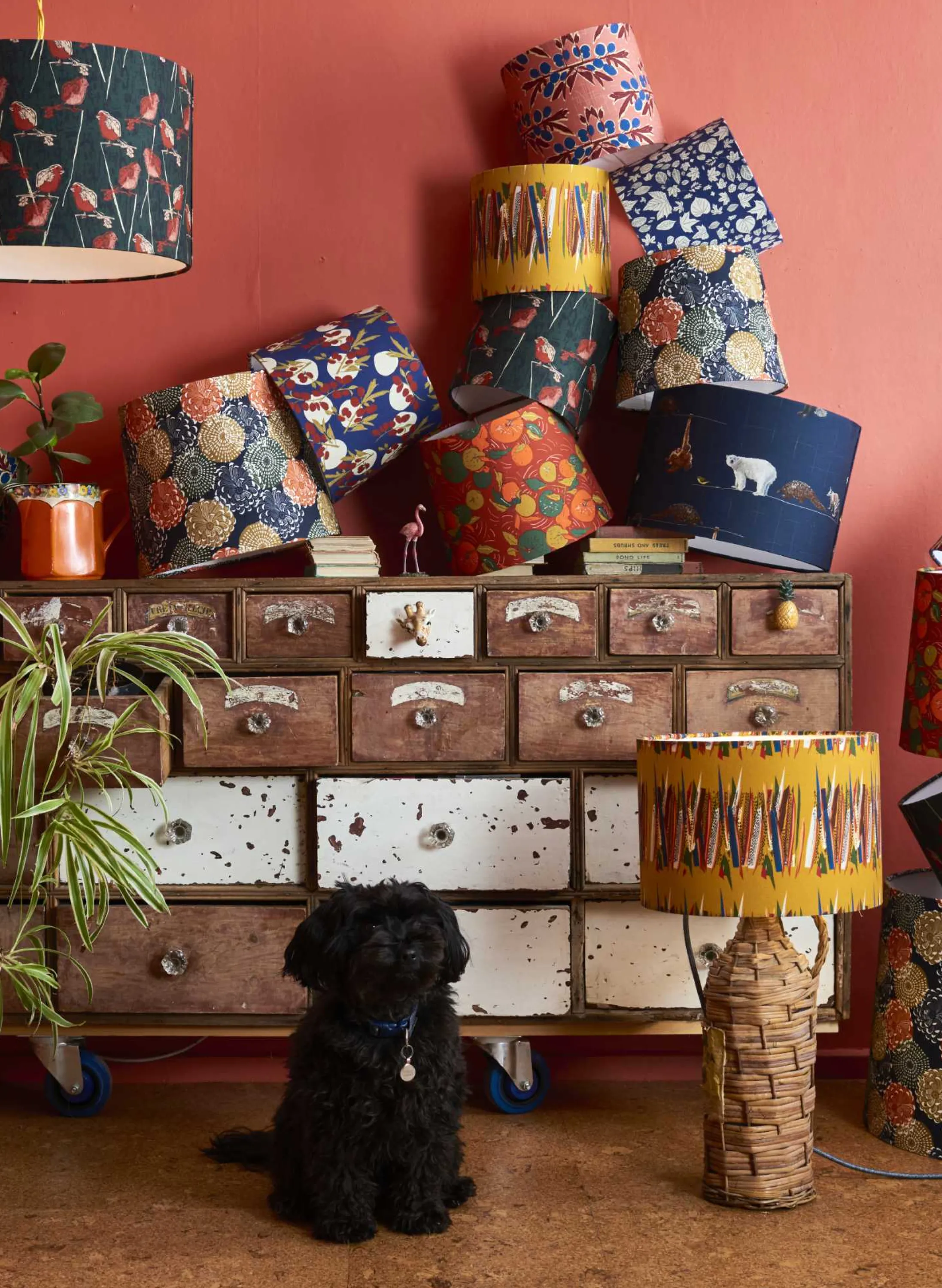 Palava Drum Fringe Lampshade - Navy Endangered Animals Online