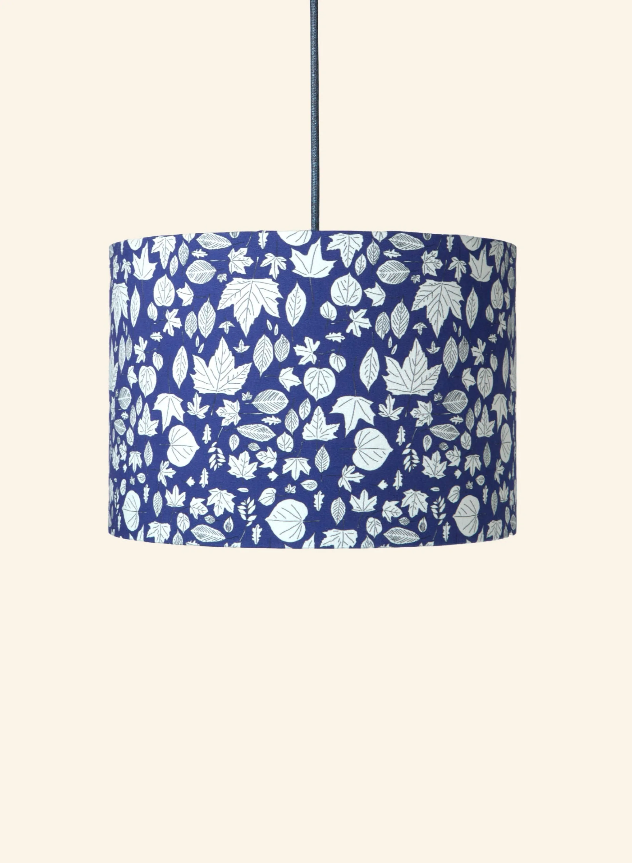 Palava Drum Lampshade - Navy Autumn Leaves Store