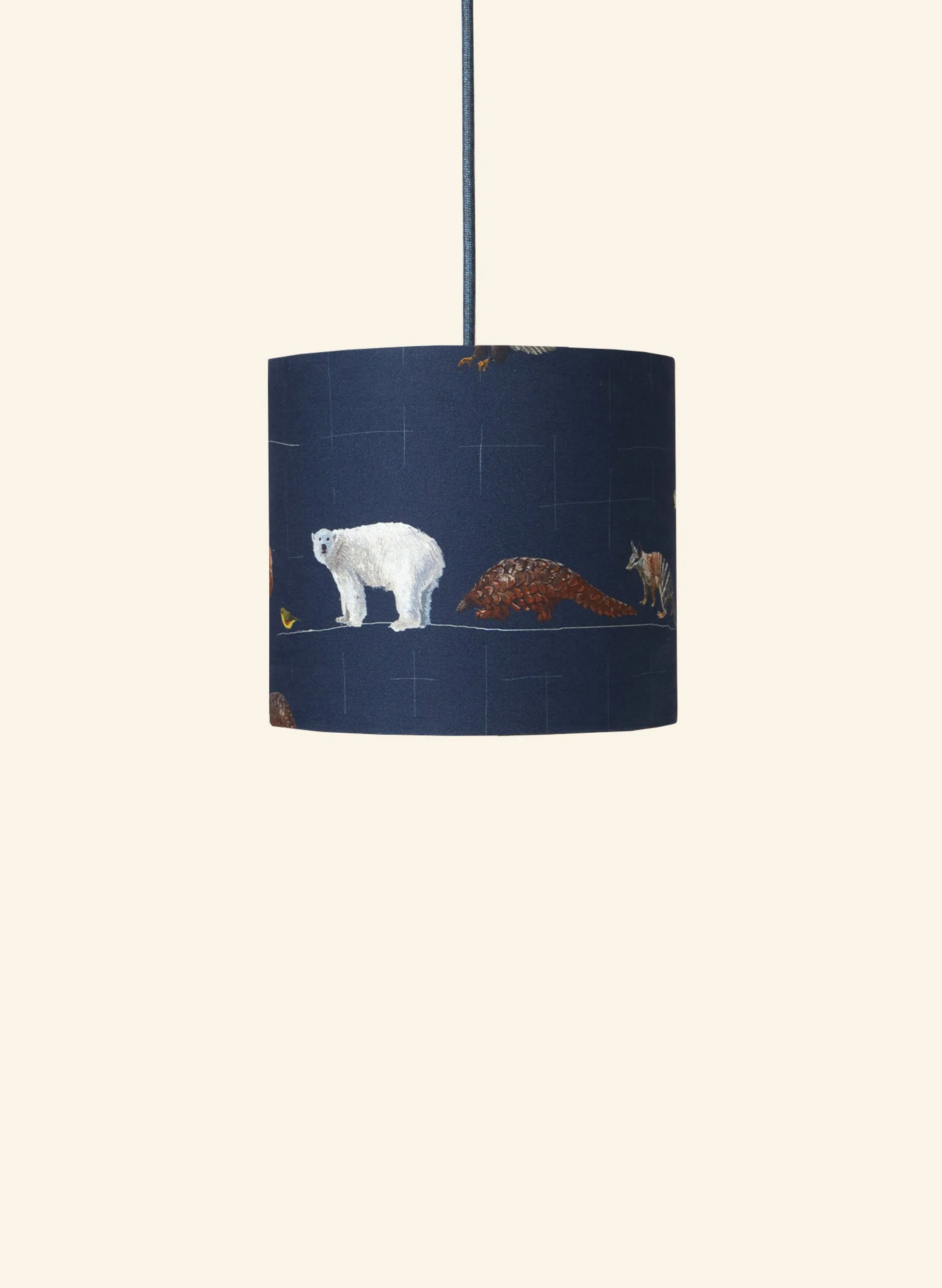 Palava Drum Lampshade - Navy Endangered Animals New