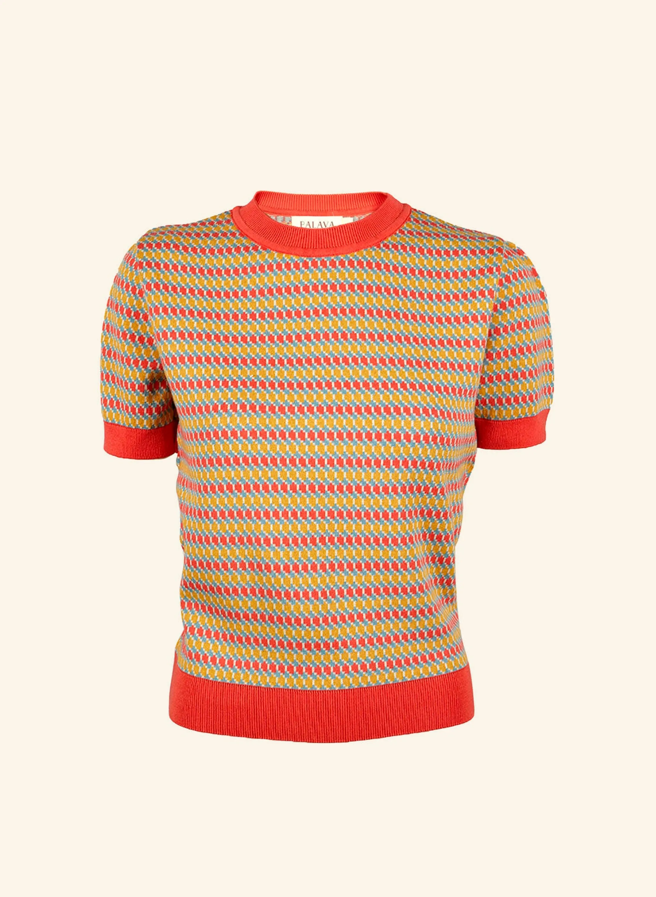 Palava Eve - Coral Mexican Wave Knitted Top Flash Sale