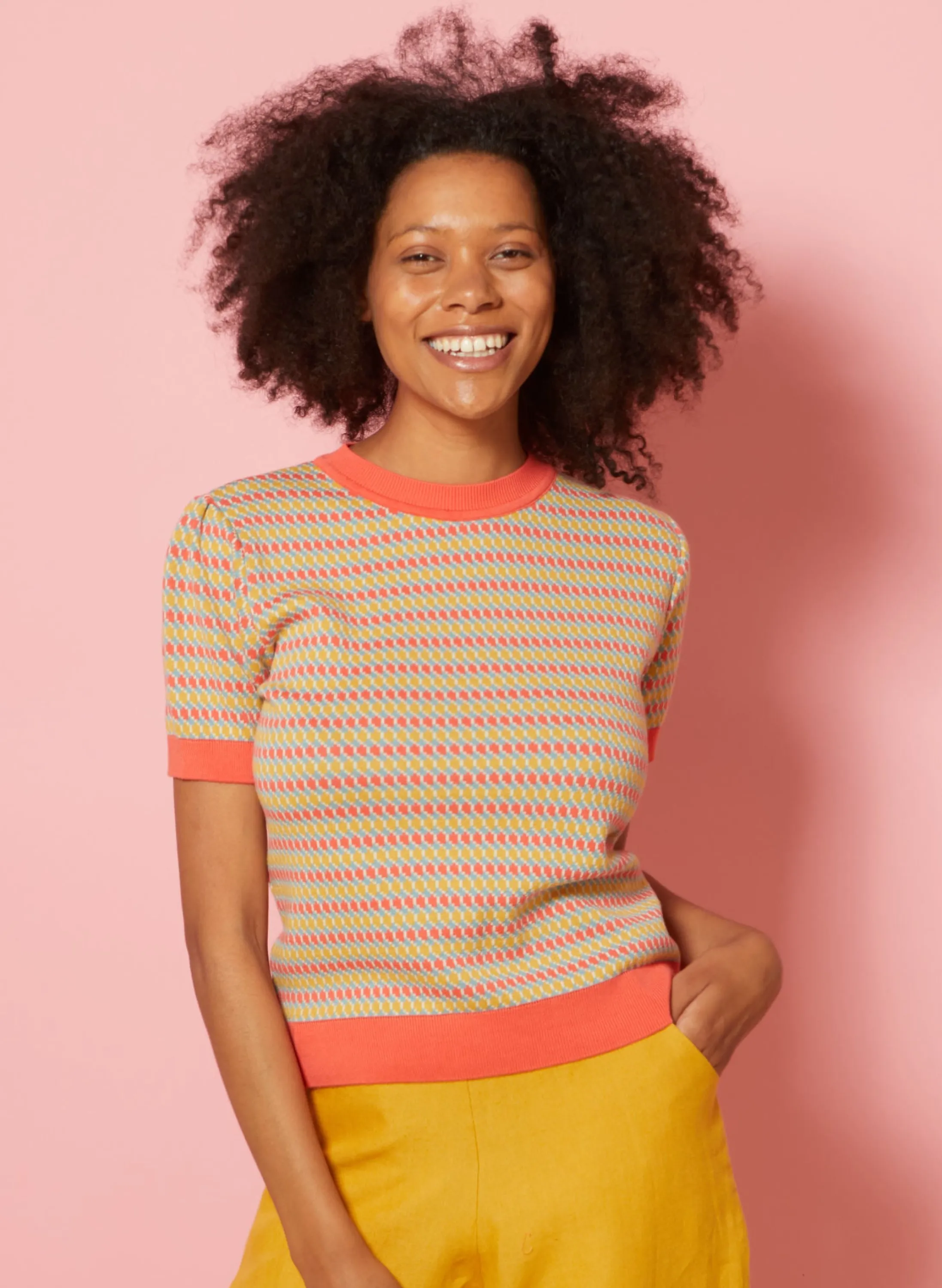 Palava Eve - Coral Mexican Wave Knitted Top Store