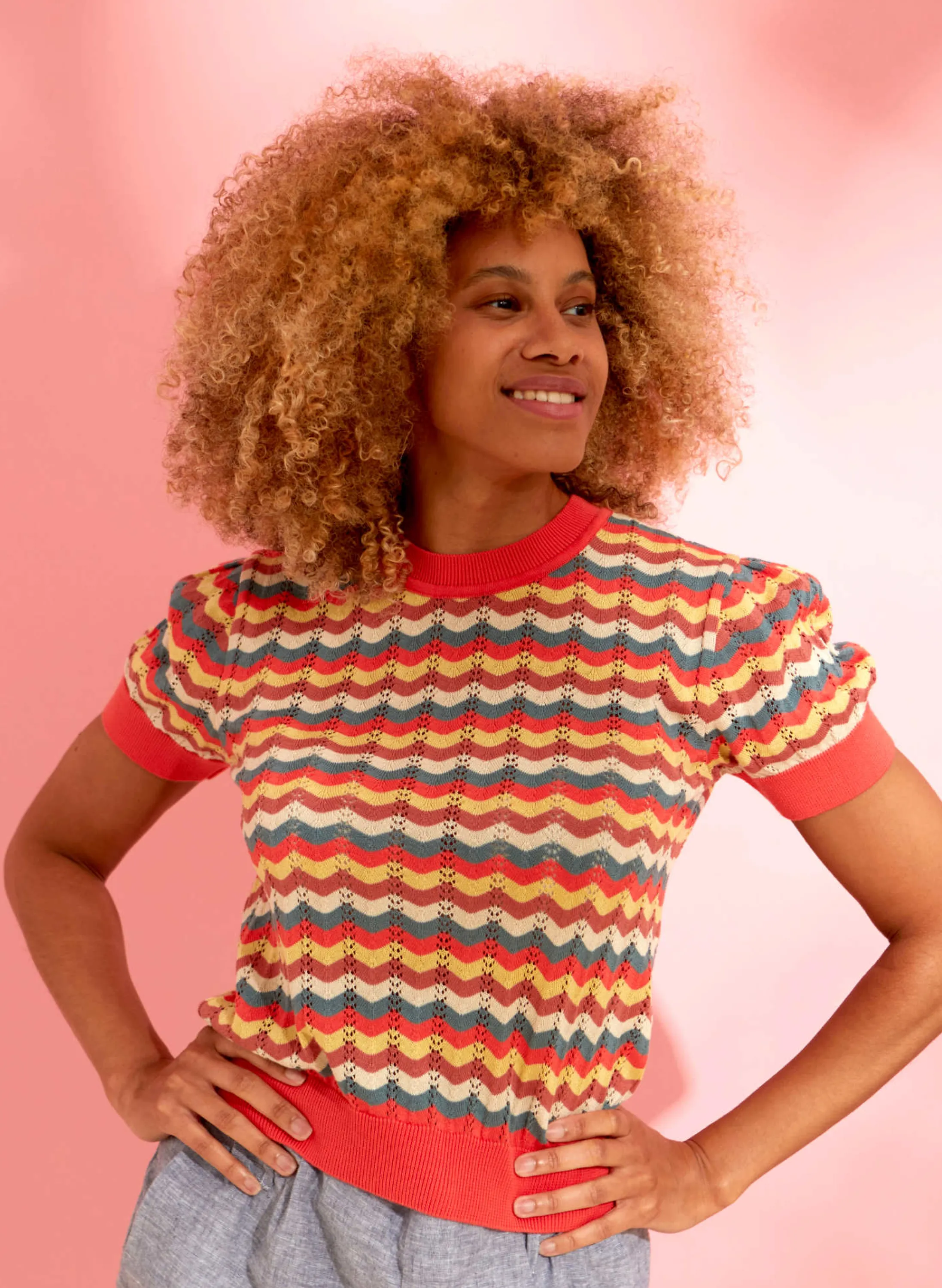 Palava Eve - Pointelle Coral Scallop Knitted Top Store