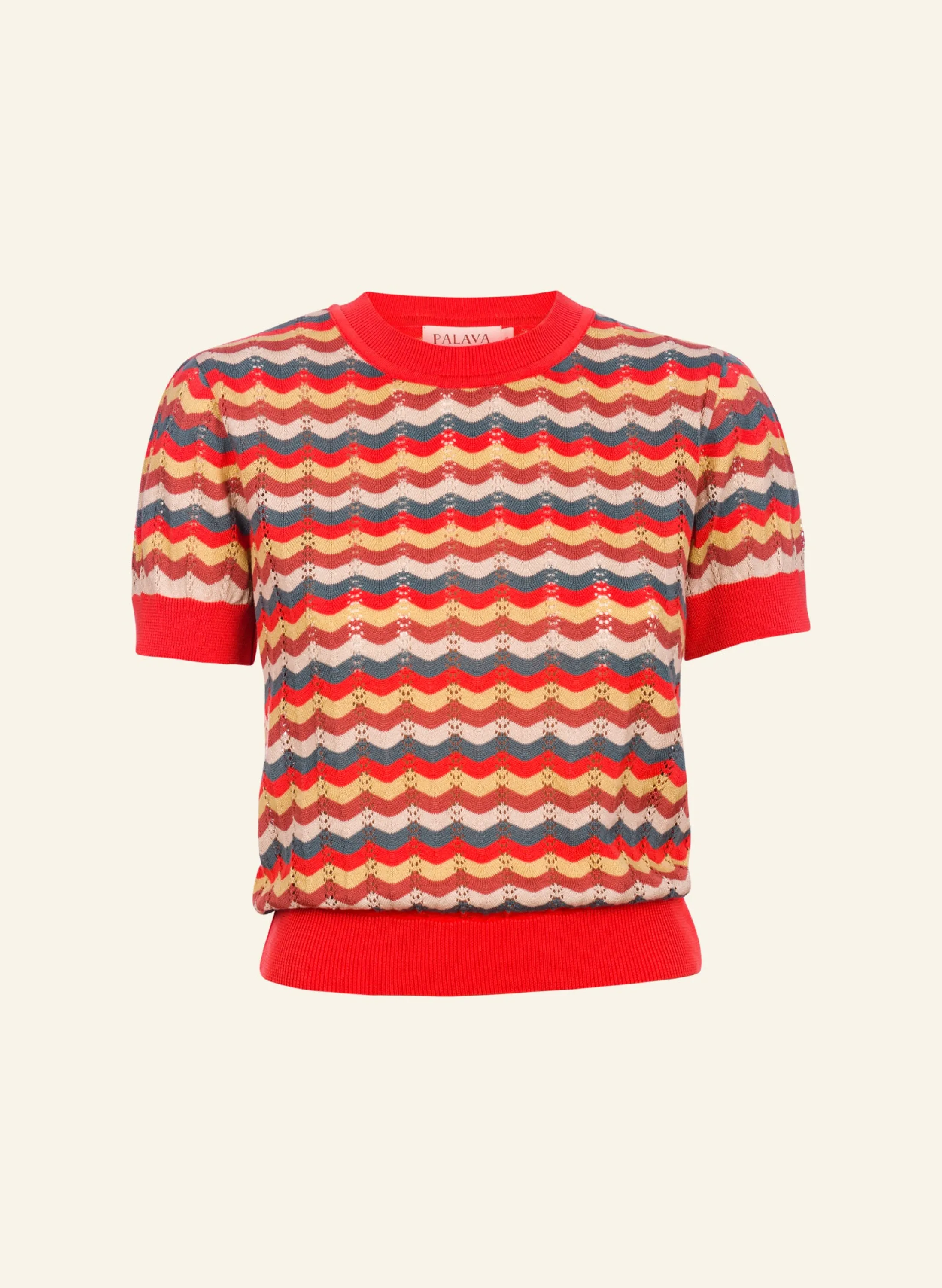 Palava Eve - Pointelle Coral Scallop Knitted Top Store