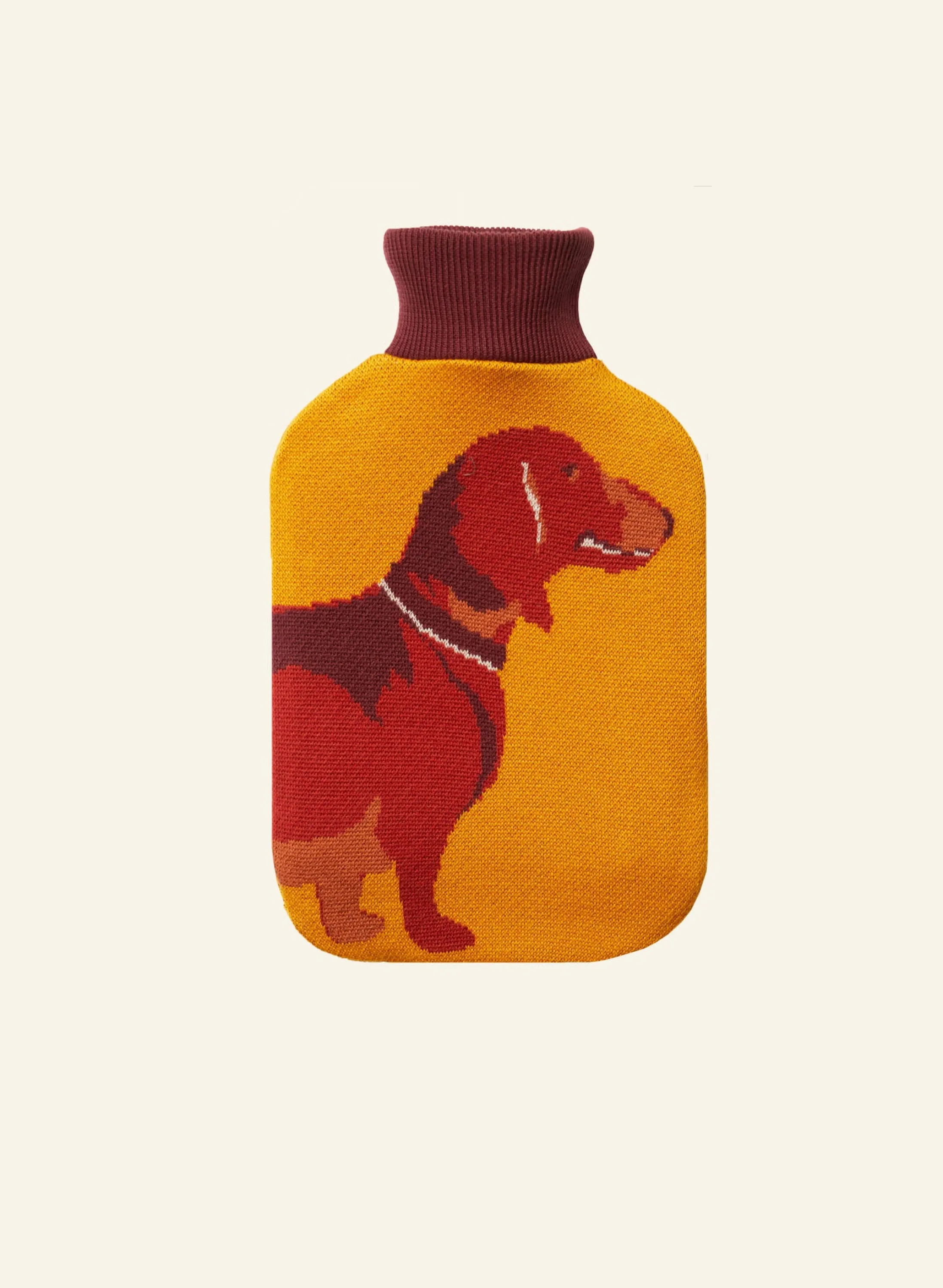 Palava Hot Water Bottle Cover - Mustard Sausage Dog Clearance