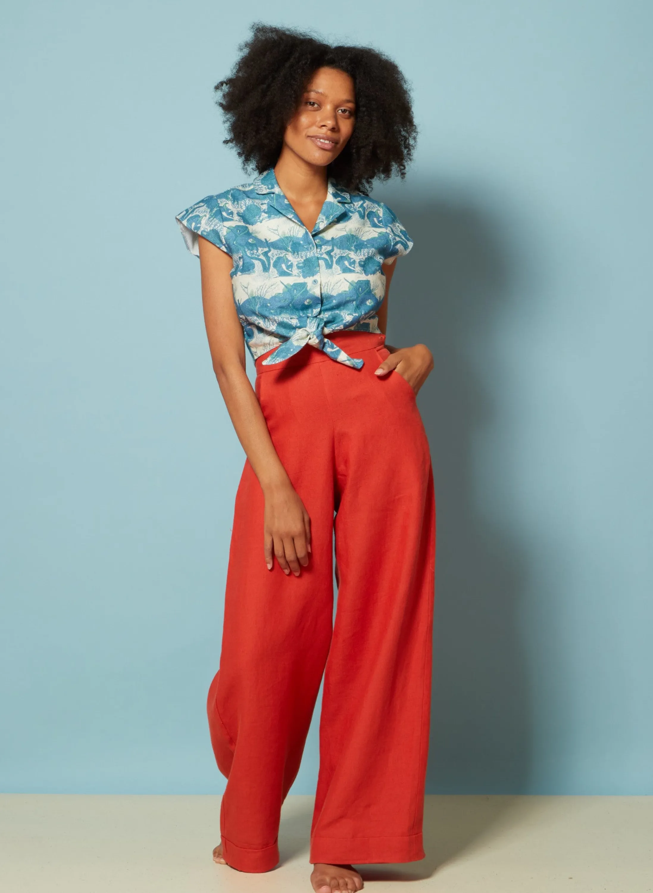 Palava Josephine - Coral Linen Trousers Online