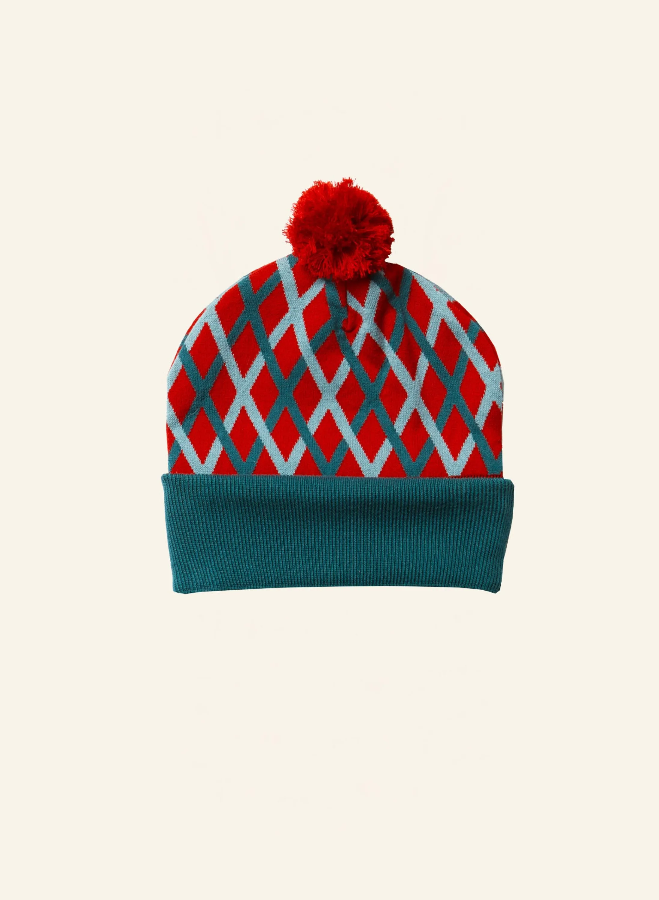 Palava Knitted Hat - Teal Lattice Discount