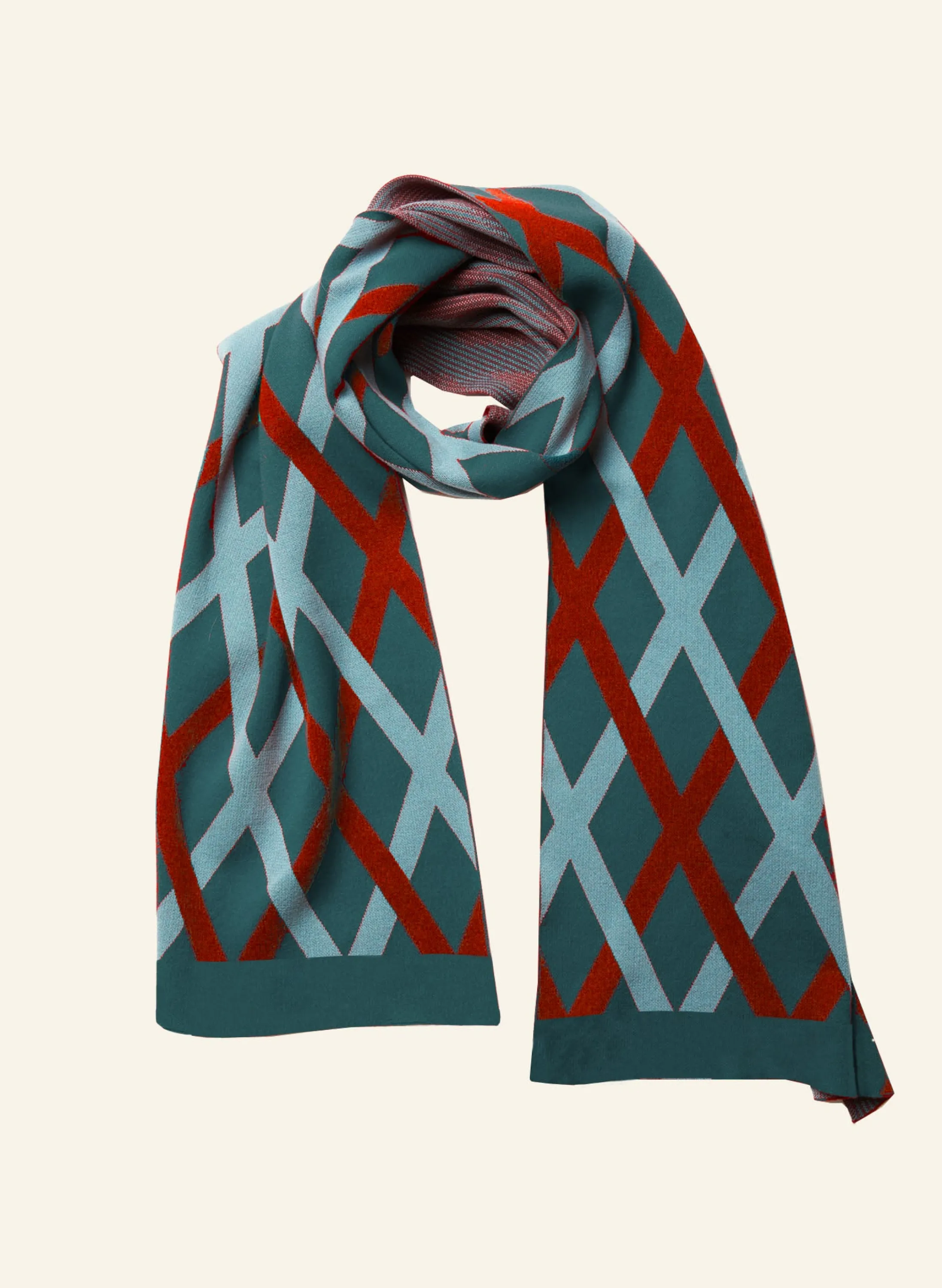 Palava Knitted Scarf - Teal Lattice Fashion