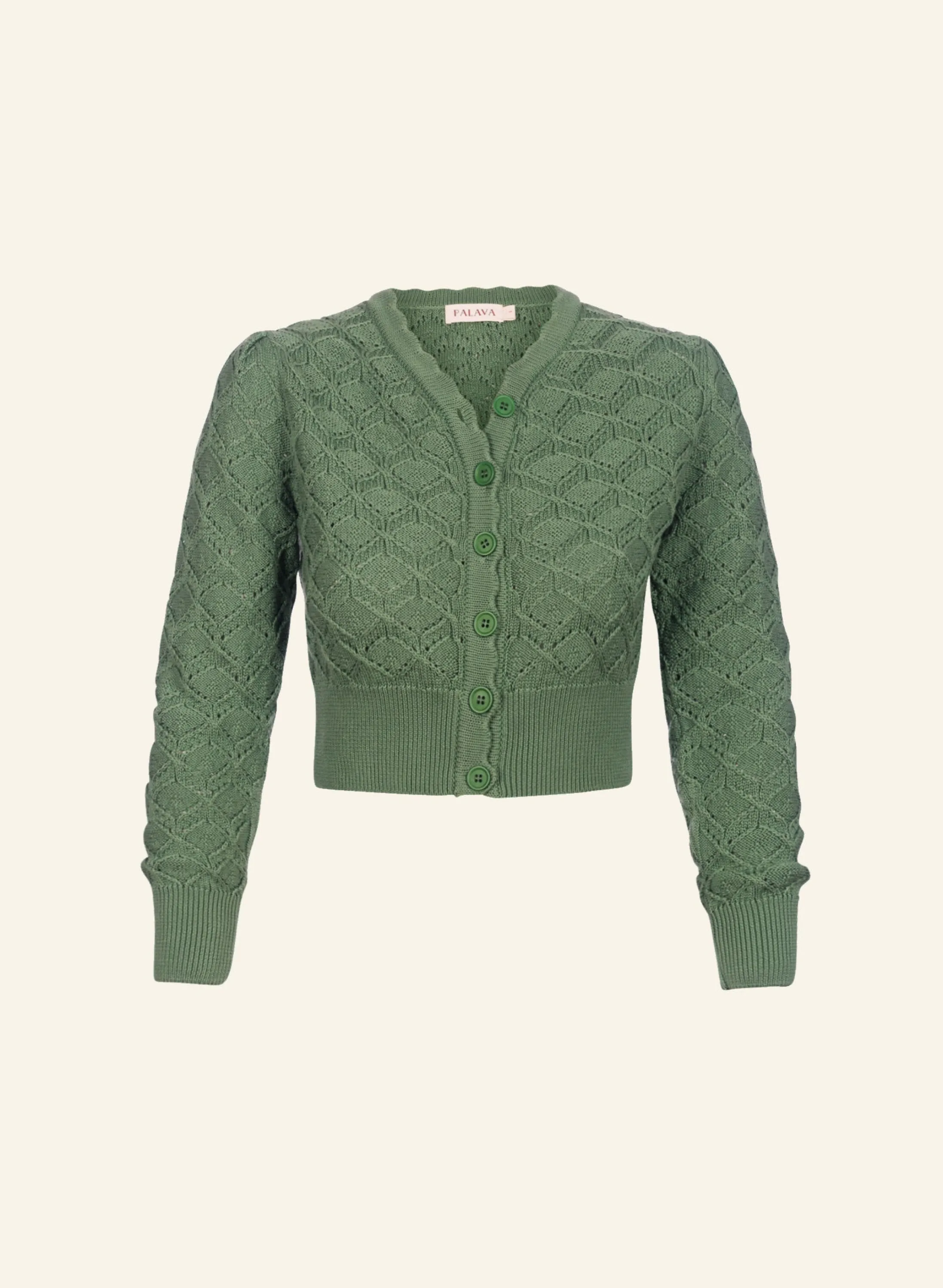 Palava Leah - Green Basket Knitted Cardigan Online