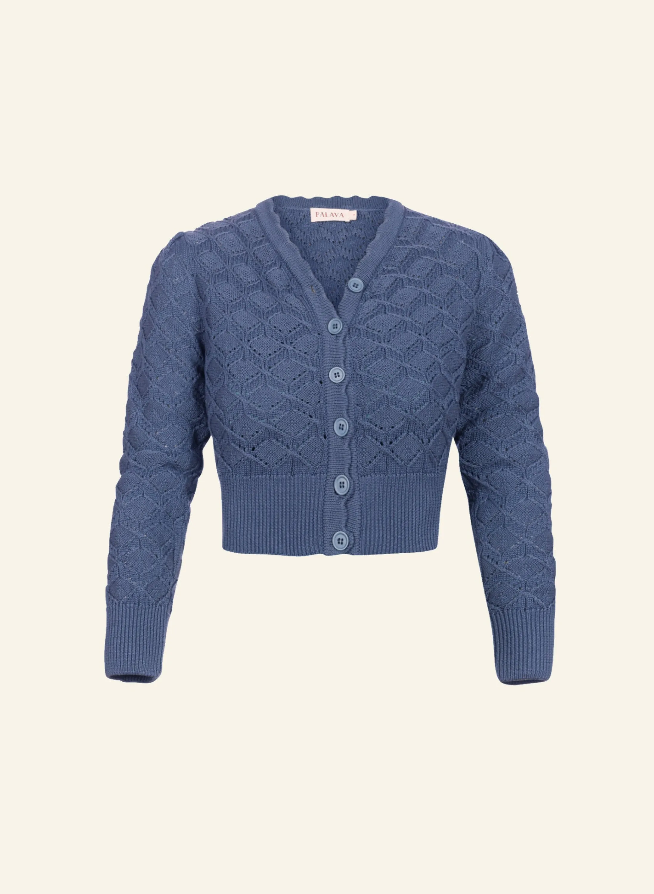 Palava Leah - Storm Blue Basket Knitted Cardigan Clearance