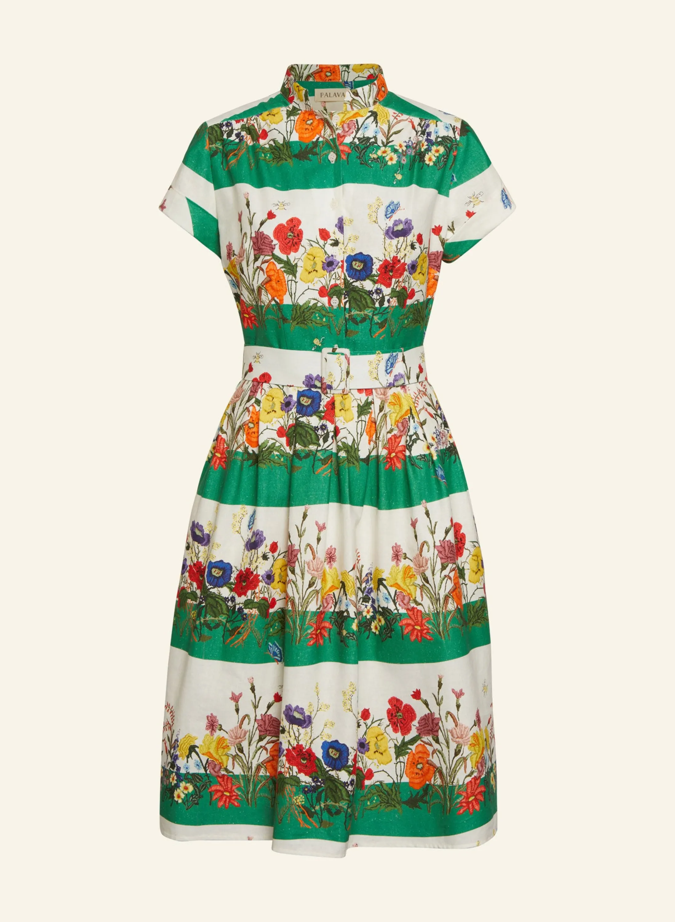 Palava Louise - Green Summer Meadow Stripe Dress Hot