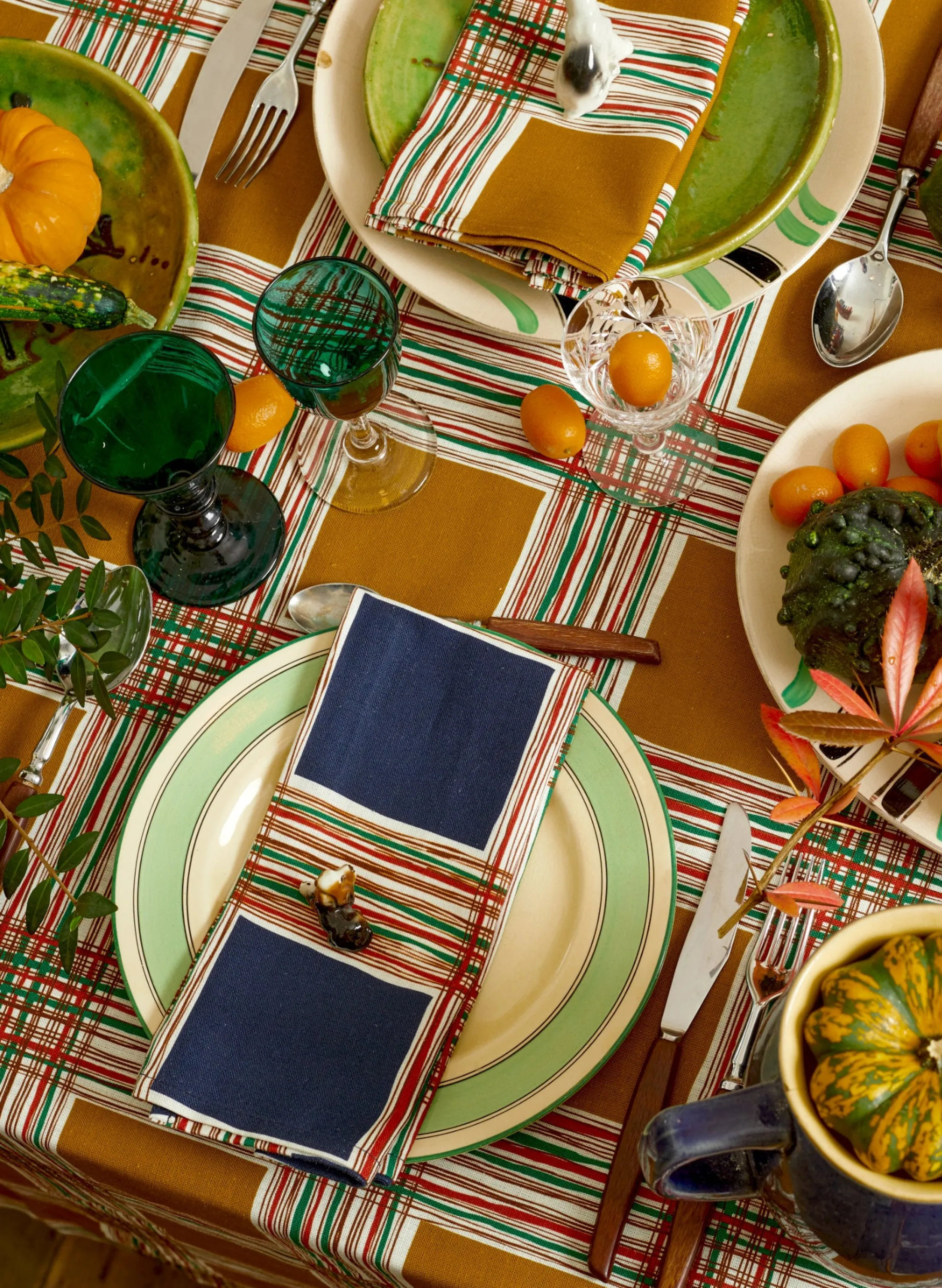 Palava Napkin Set - Navy Checks Online