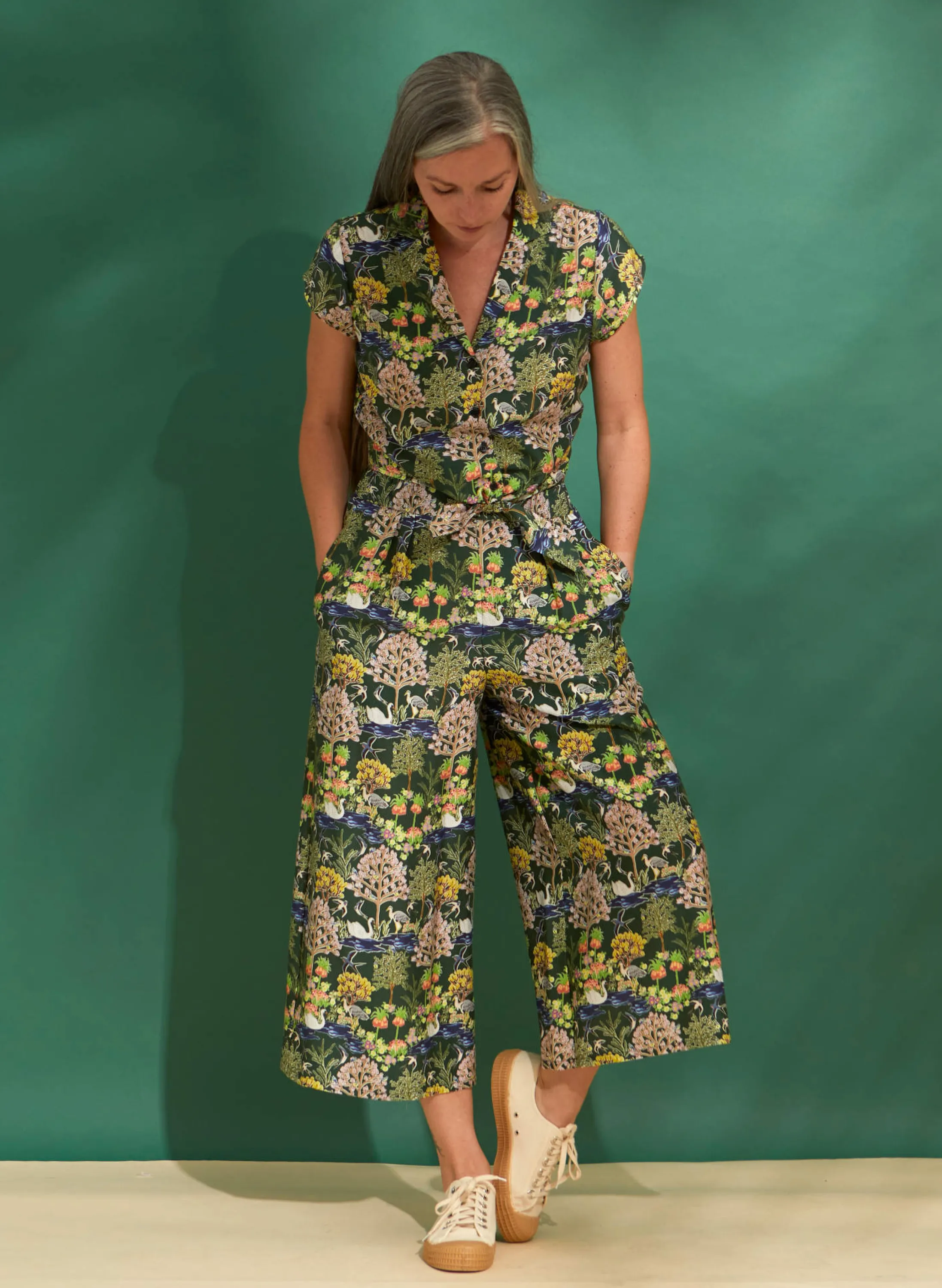 Palava Peggy - Dark Green Botanical Gardens Top Fashion