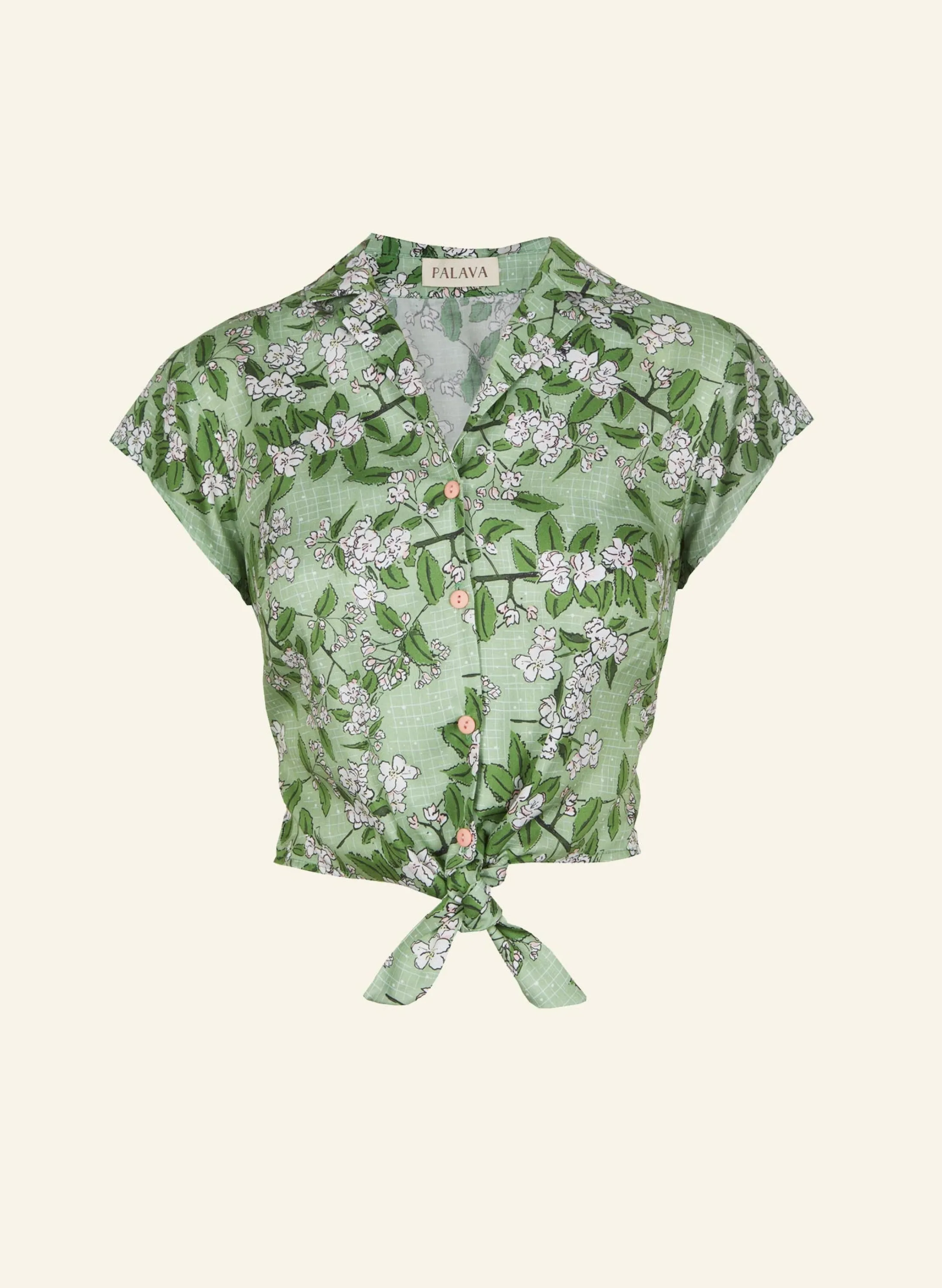 Palava Peggy - Green Apple Blossom Top | Tencel Shop