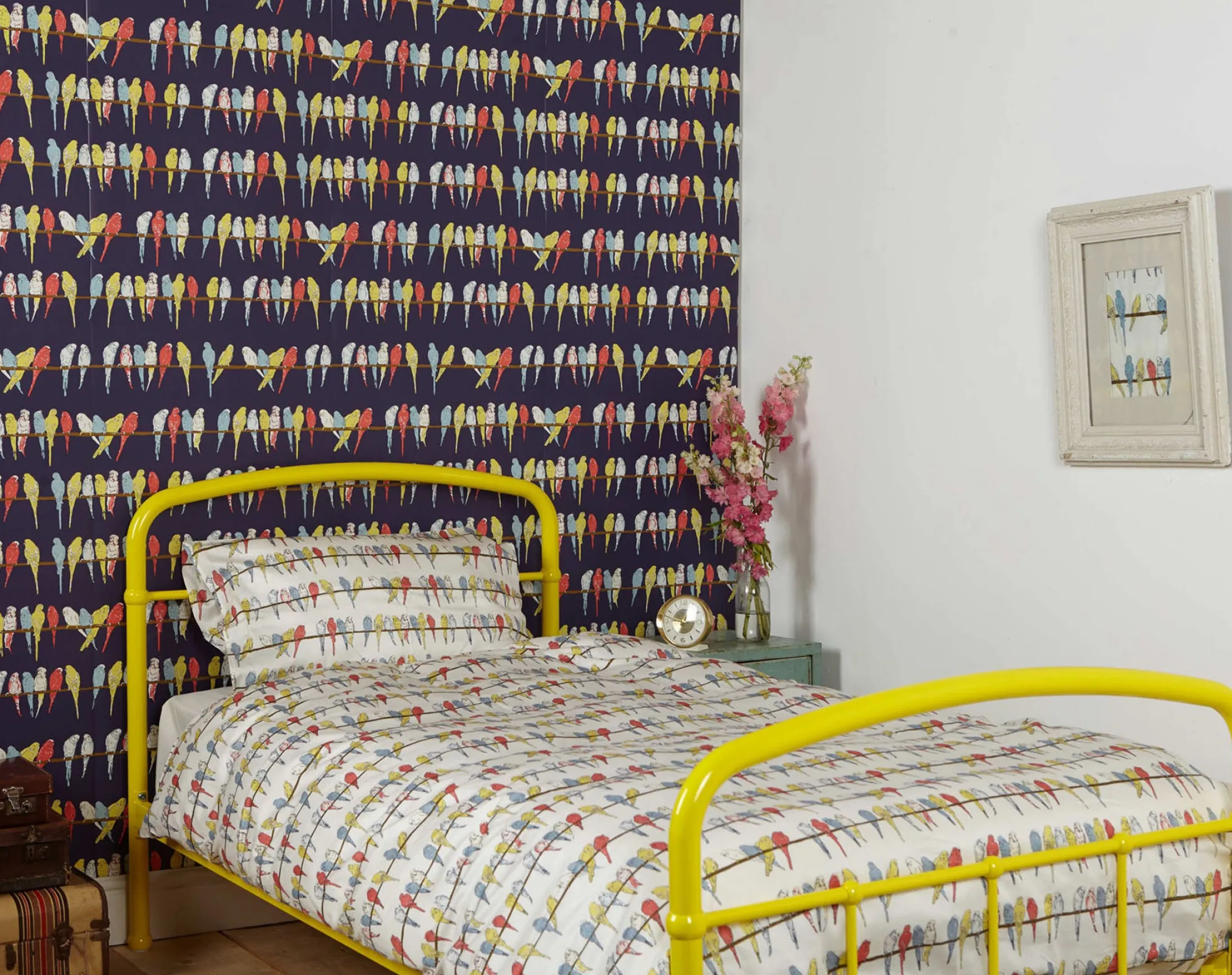 Palava Single Pillowcase - Ivory Budgies New
