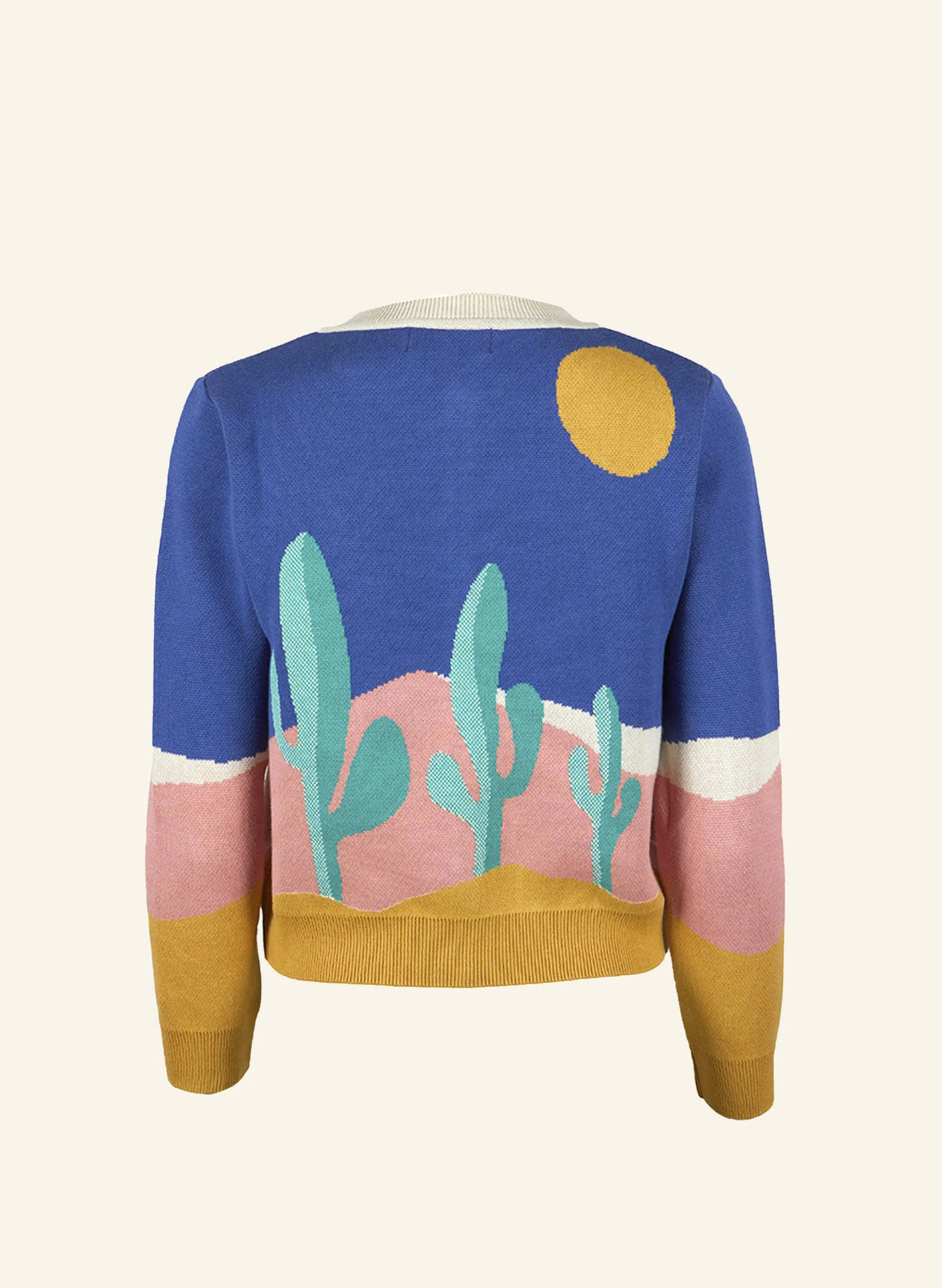 Palava Vera - Blue Cacti Jacquard Cardigan - Full Length Sleeve Cheap
