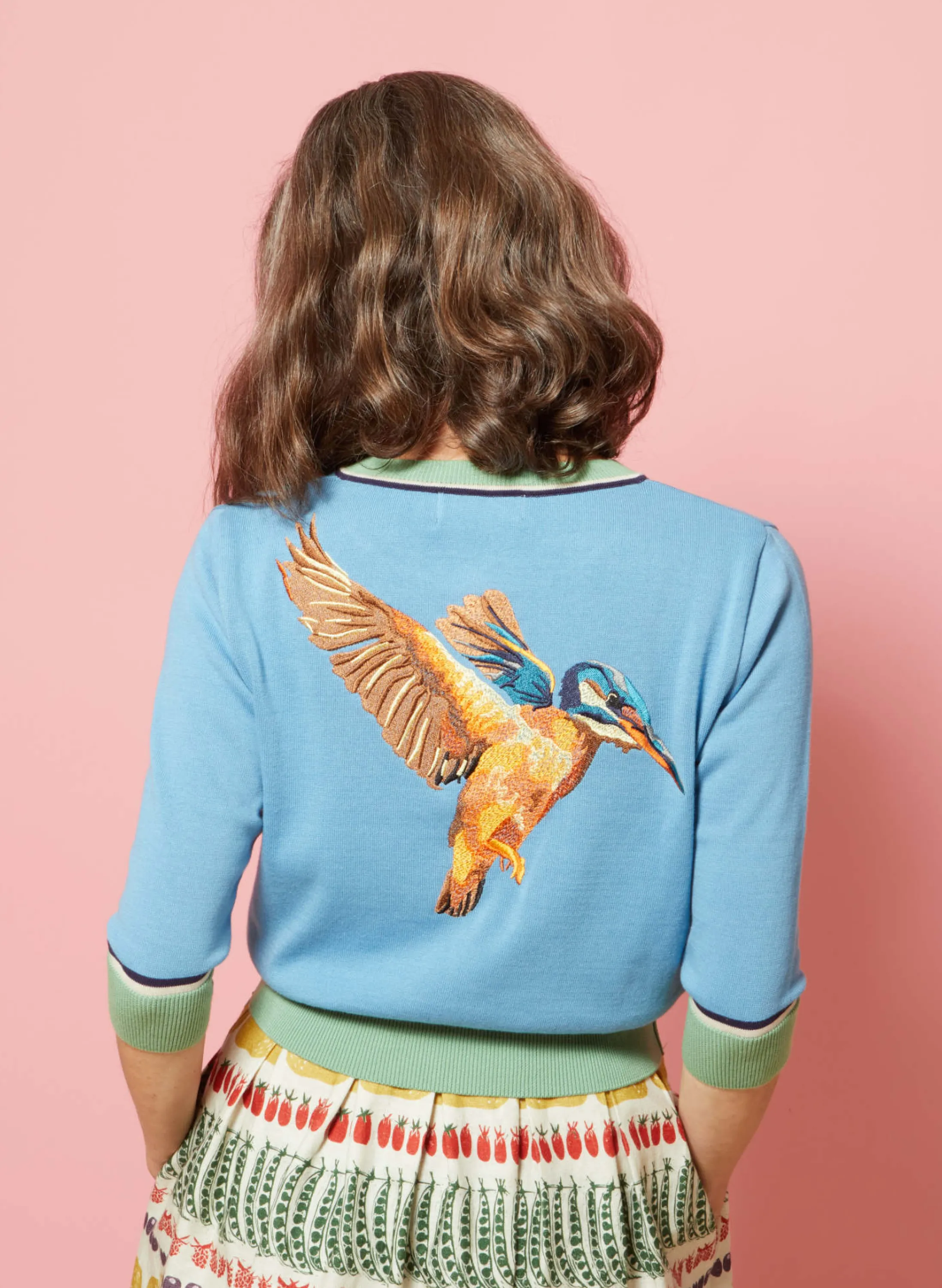 Palava Vera - Chalk Blue Kingfisher Cardigan - 3/4 Sleeve Clearance