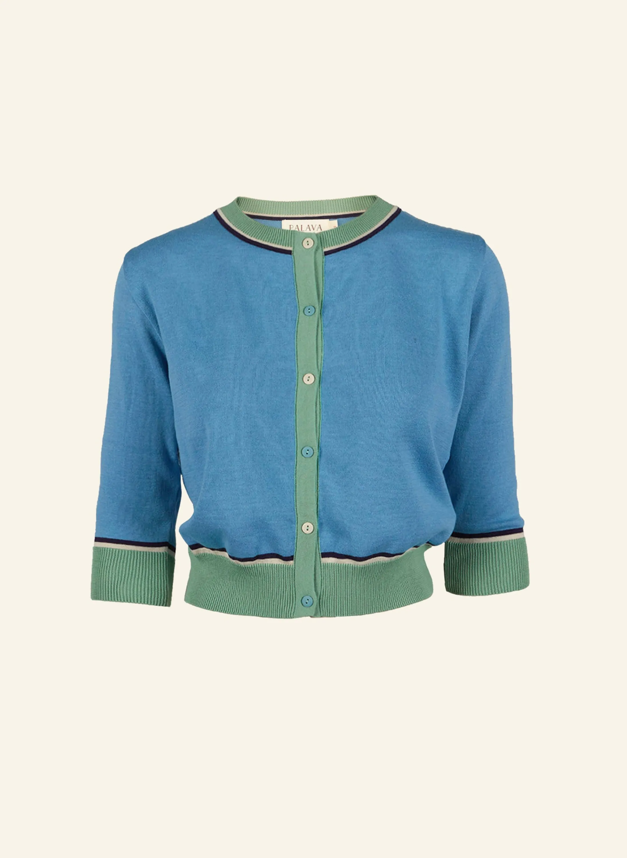 Palava Vera - Chalk Blue Kingfisher Cardigan - 3/4 Sleeve Clearance