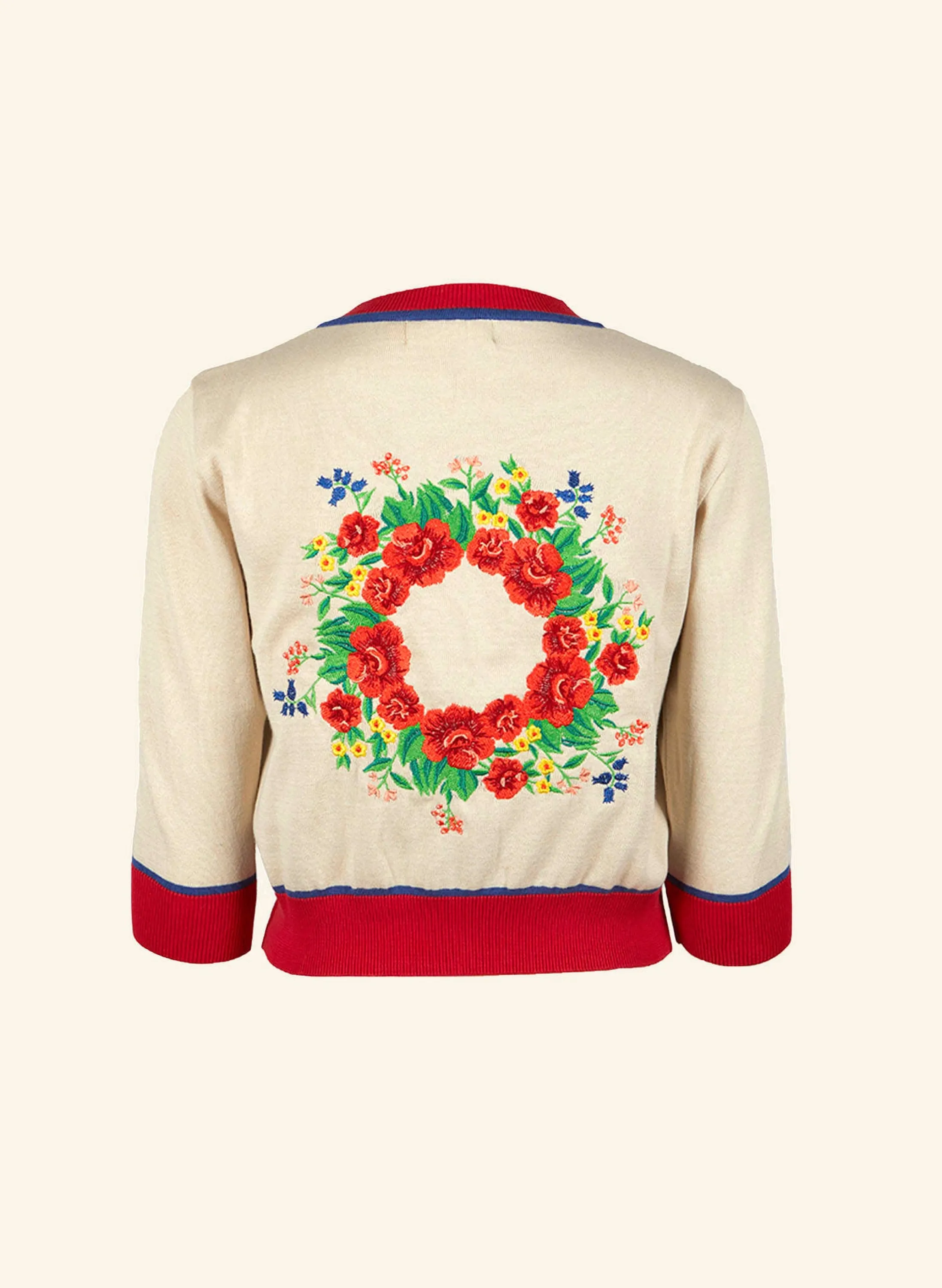 Palava Vera - Cream Mexican Wreath Cardigan - 3/4 Sleeve Cheap