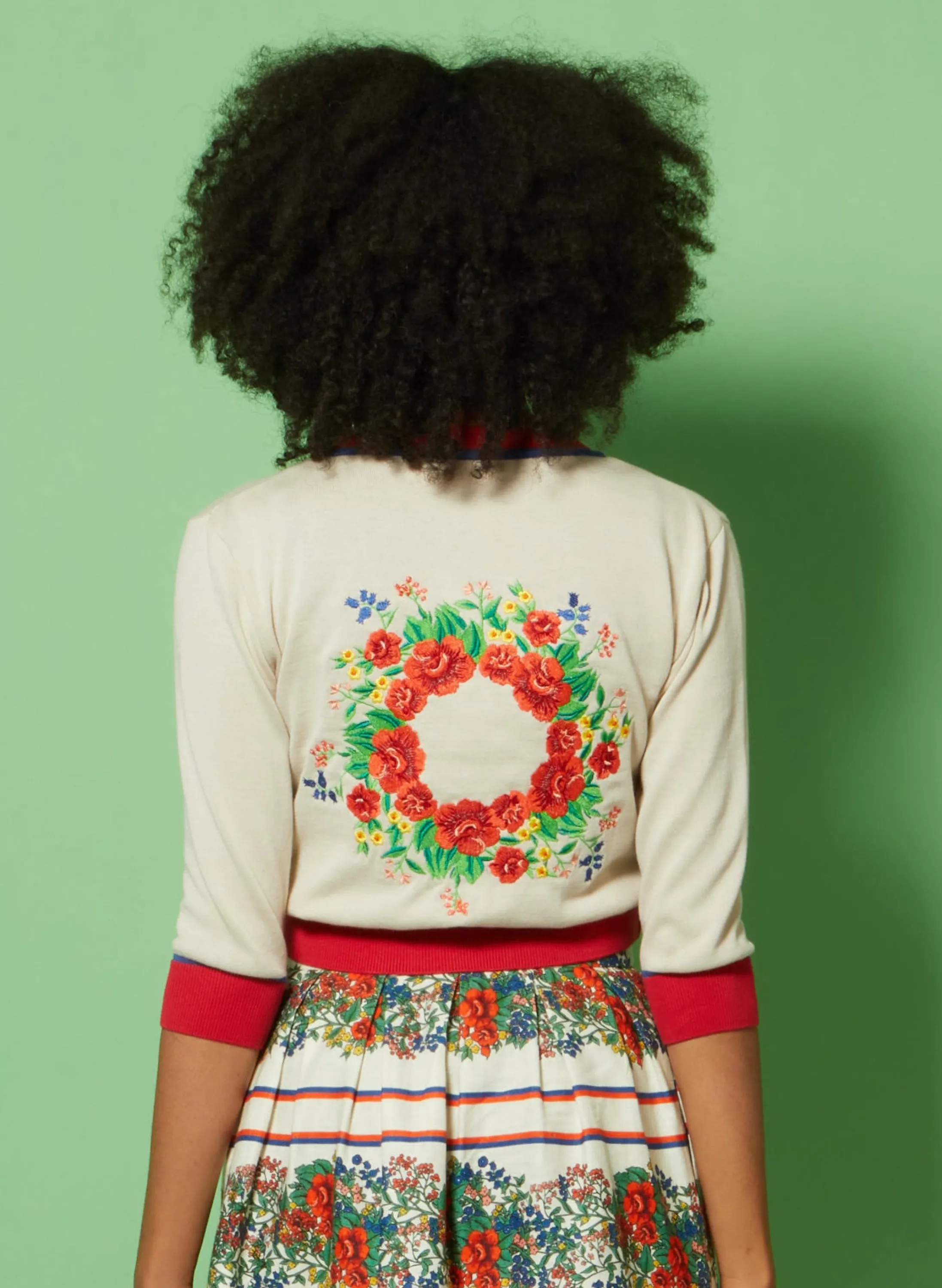 Palava Vera - Cream Mexican Wreath Cardigan - 3/4 Sleeve Cheap