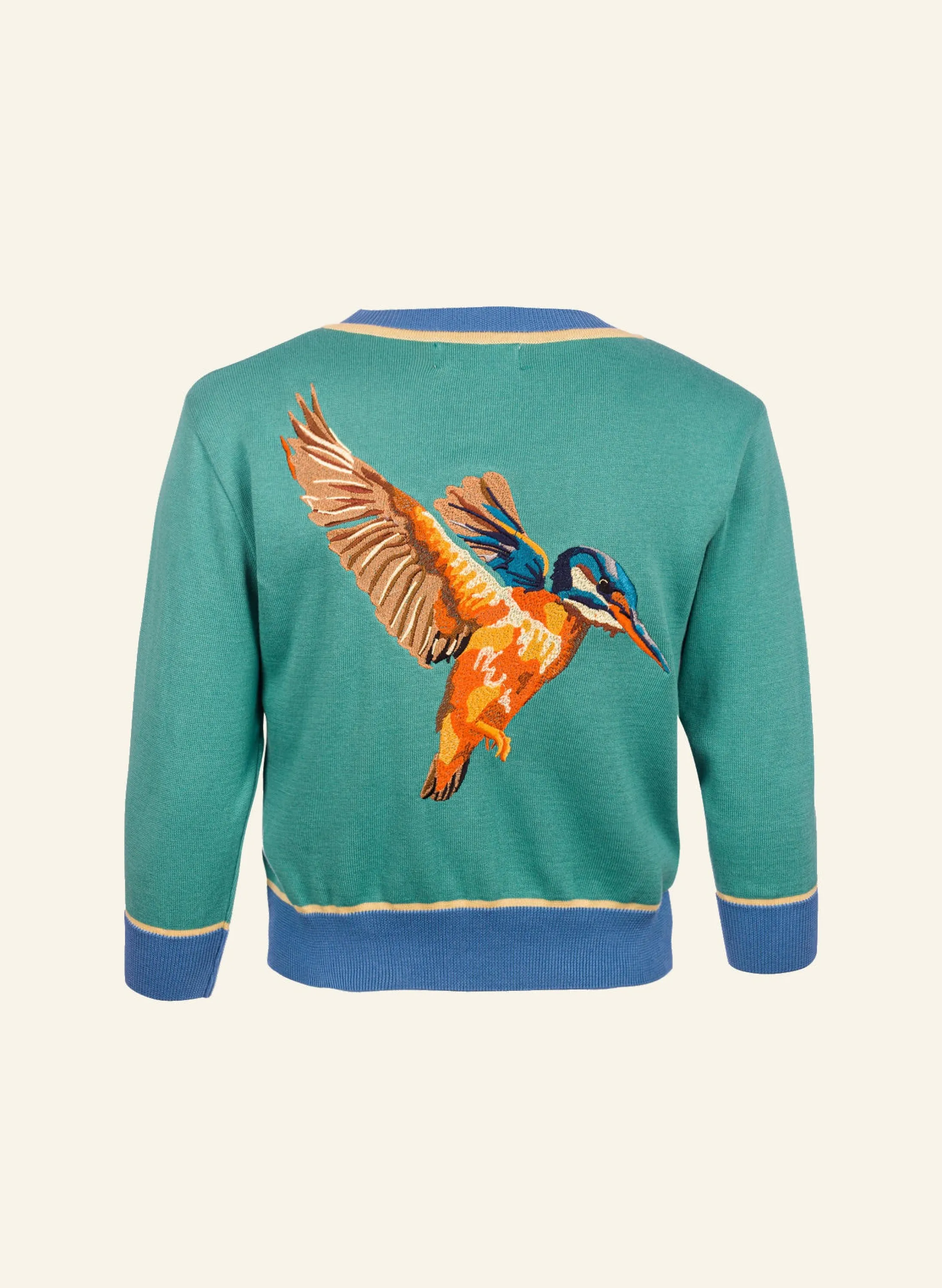 Palava Vera - Marine Green Kingfisher Embroidered Cardigan Flash Sale