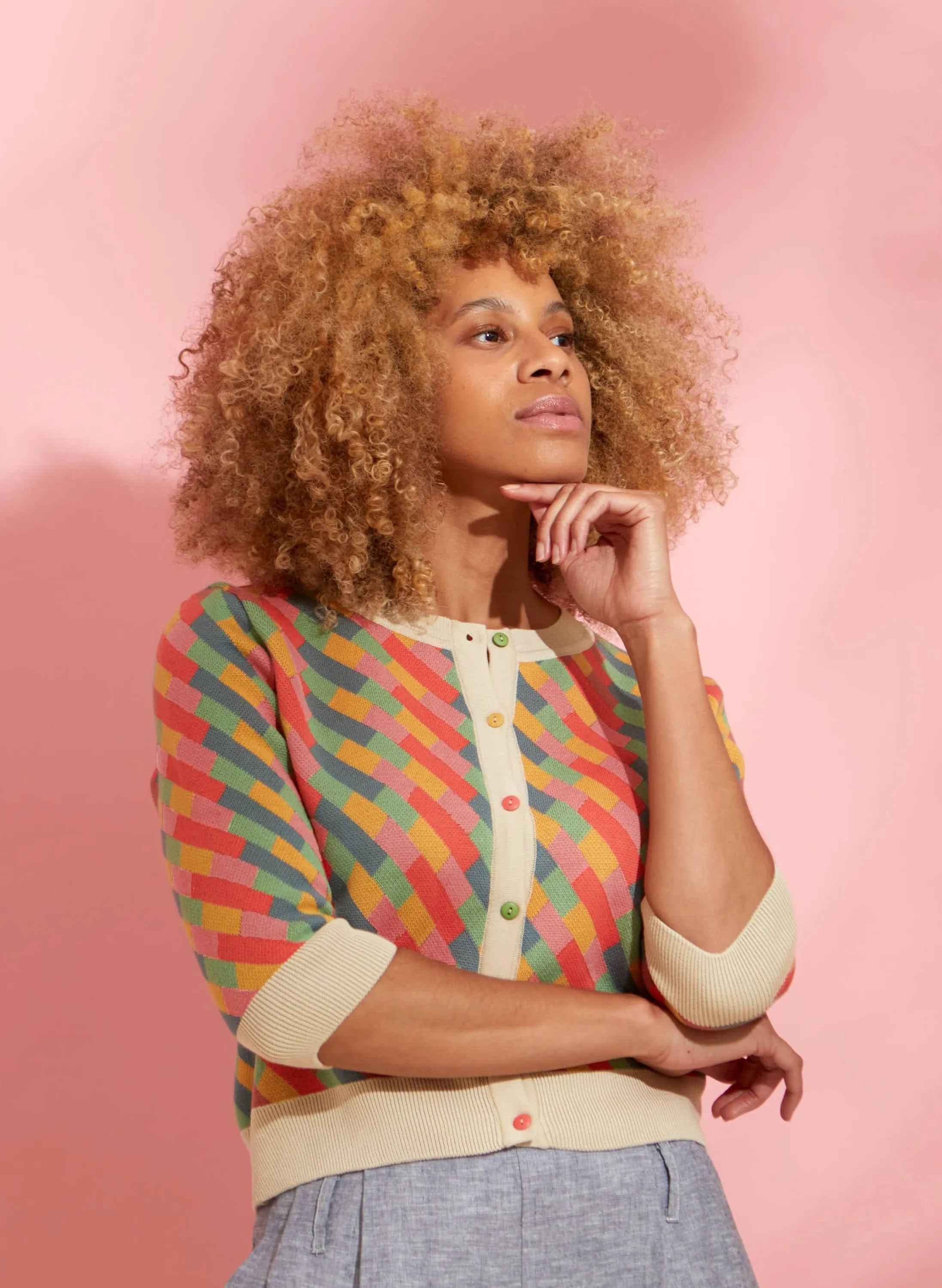 Palava Vera - Pastel Kaleidoscope Jacquard Cardigan Best