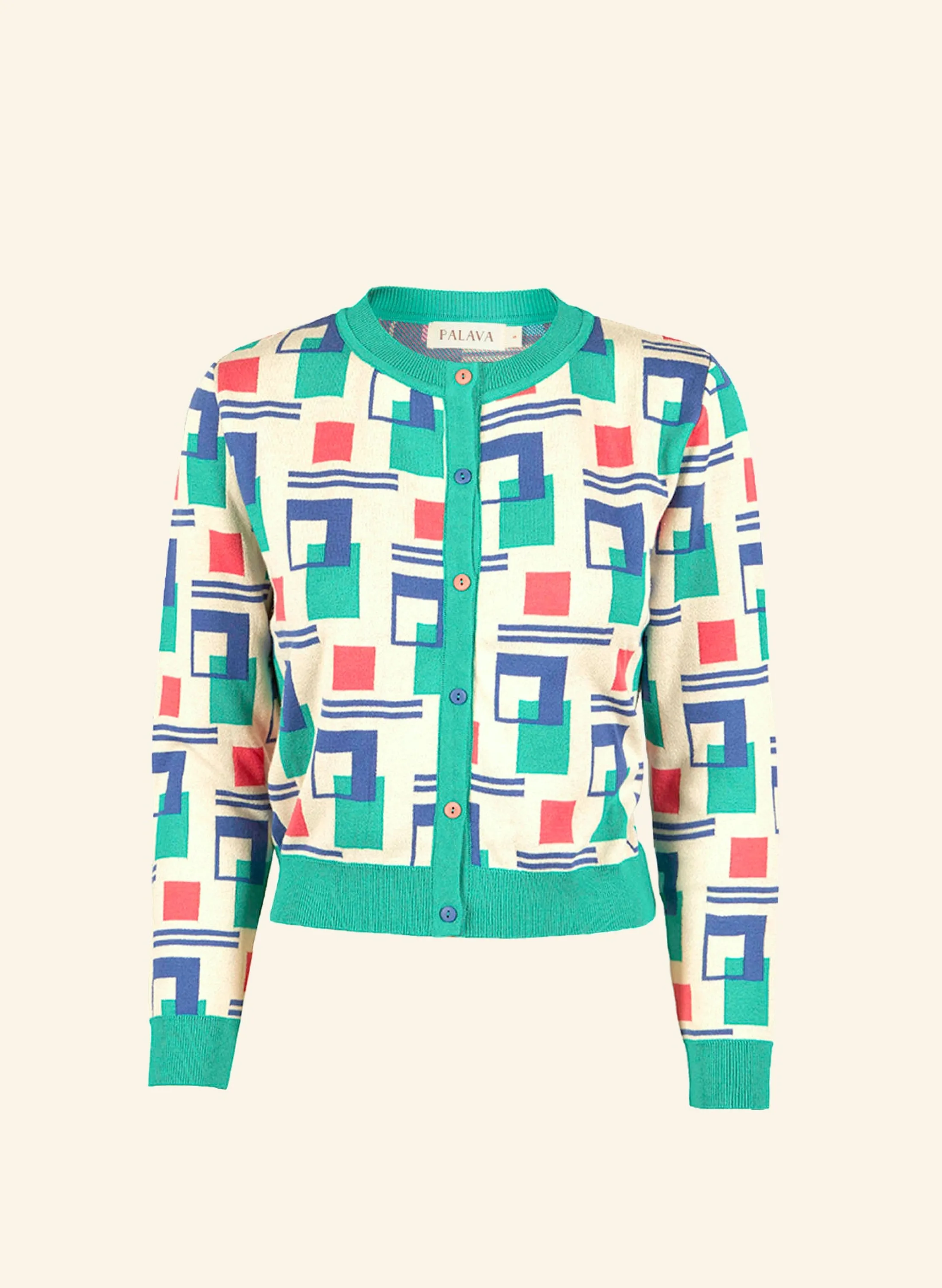 Palava Vera - Turquoise Mexico City Jacquard Cardigan - Full Length Sleeve Store