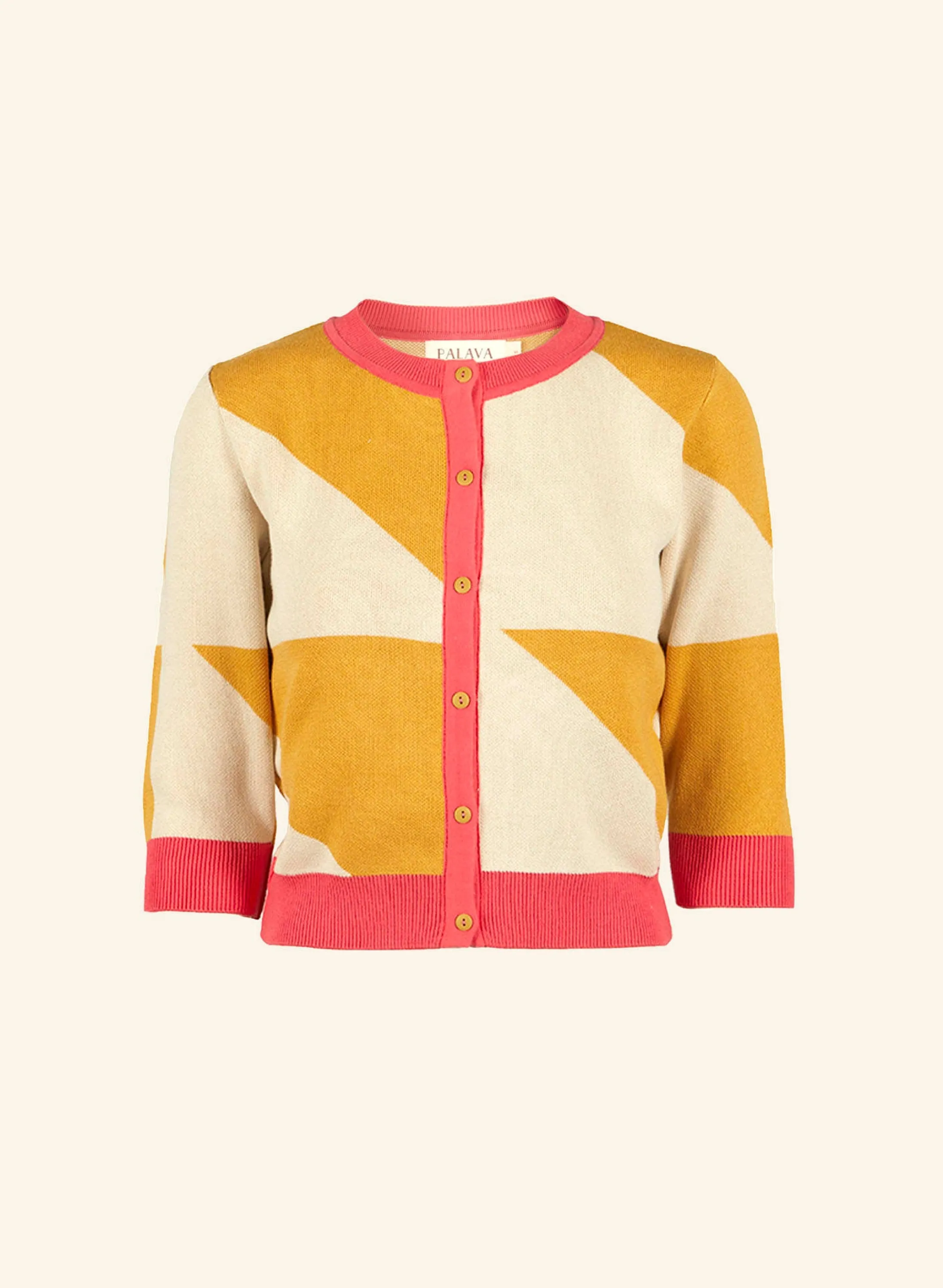Palava Vera - Yellow Sunshine Jacquard Cardigan - 3/4 Sleeve Hot