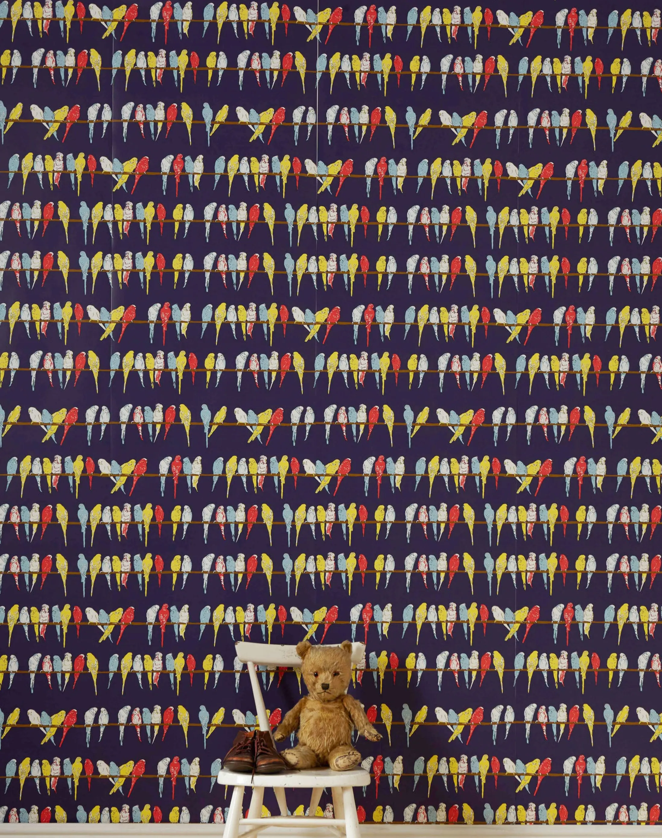 Palava Wallpaper - Navy Budgies Cheap